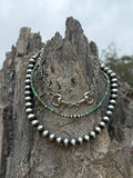 3-pc Sterling Silver Turquoise Heishi & Snaffle Bit Necklace Stack