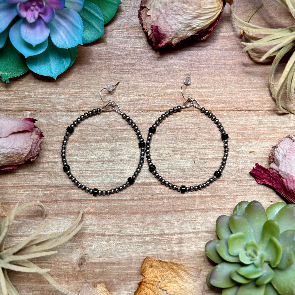Black Onyx Hoop Earrings – Sterling Silver
