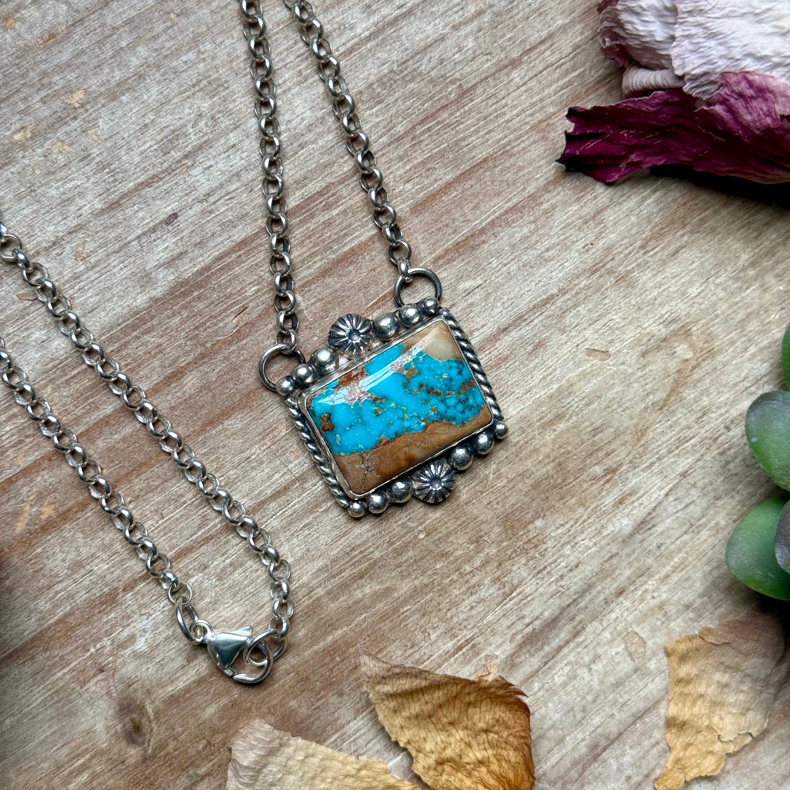 111 - Sterling Silver Easter Blue Turquoise Bar Necklace by Jason Ogg