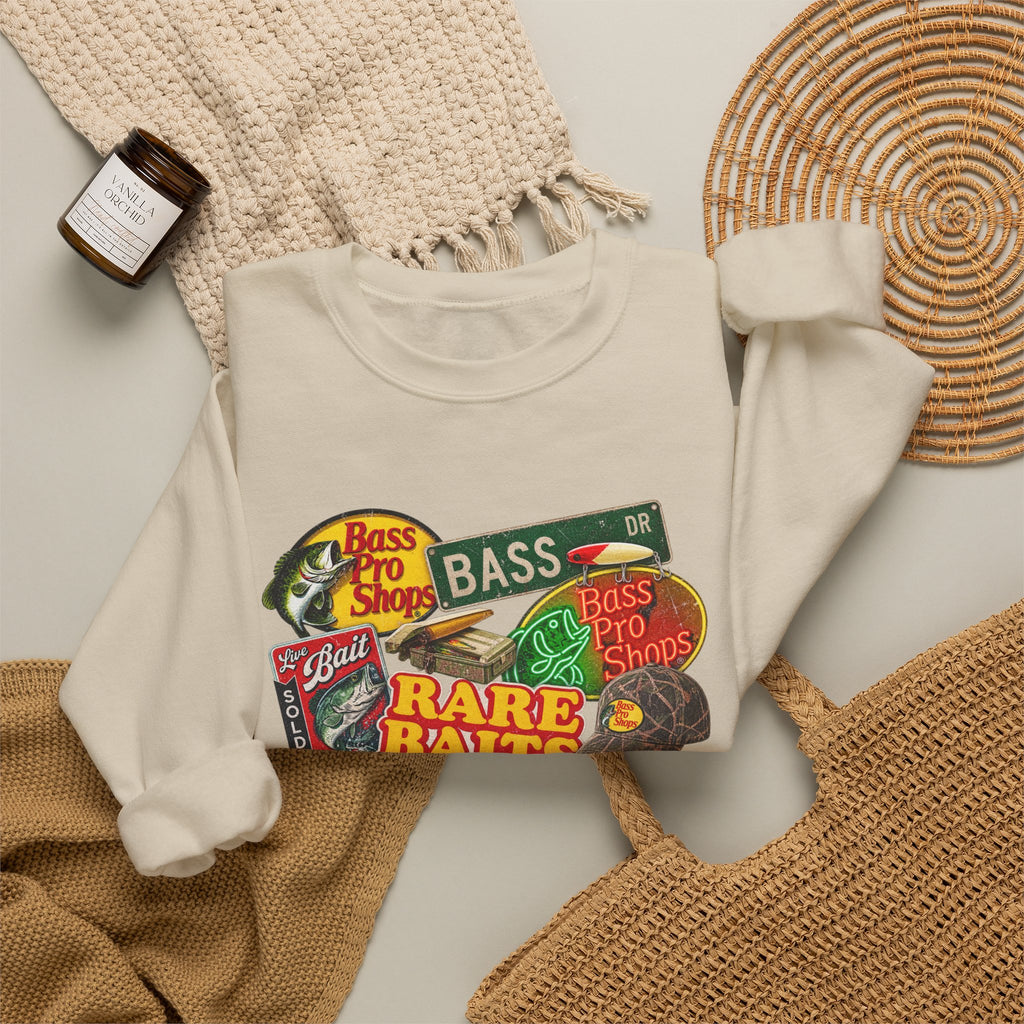 Rare Baths Bass Fishing Retro Graphic Sweatshirt