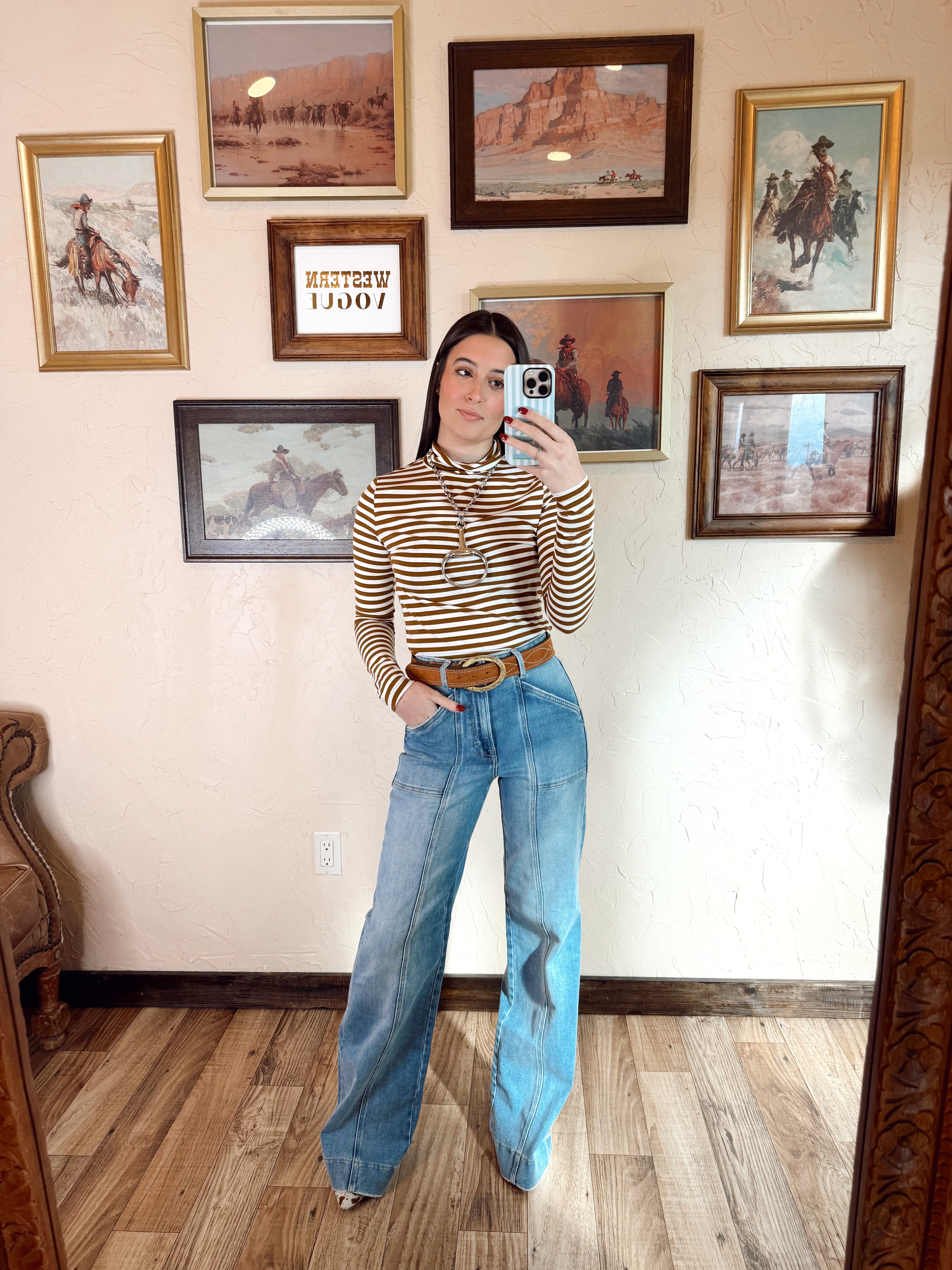 The Turner Top in Brown & White