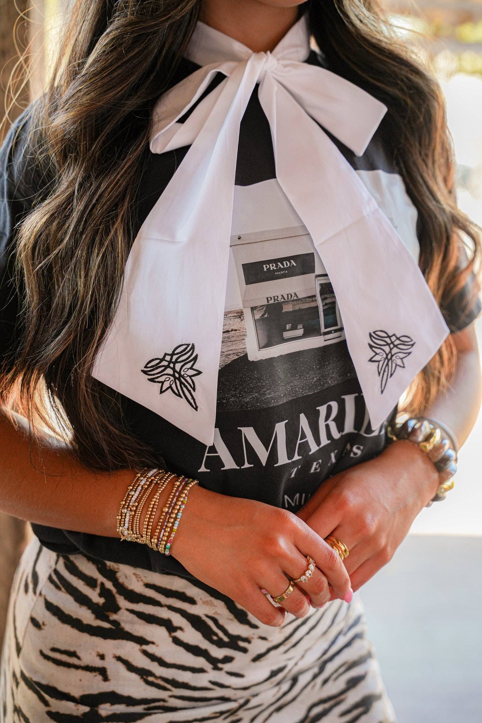 The Boot Stitch Bow Faux Collar