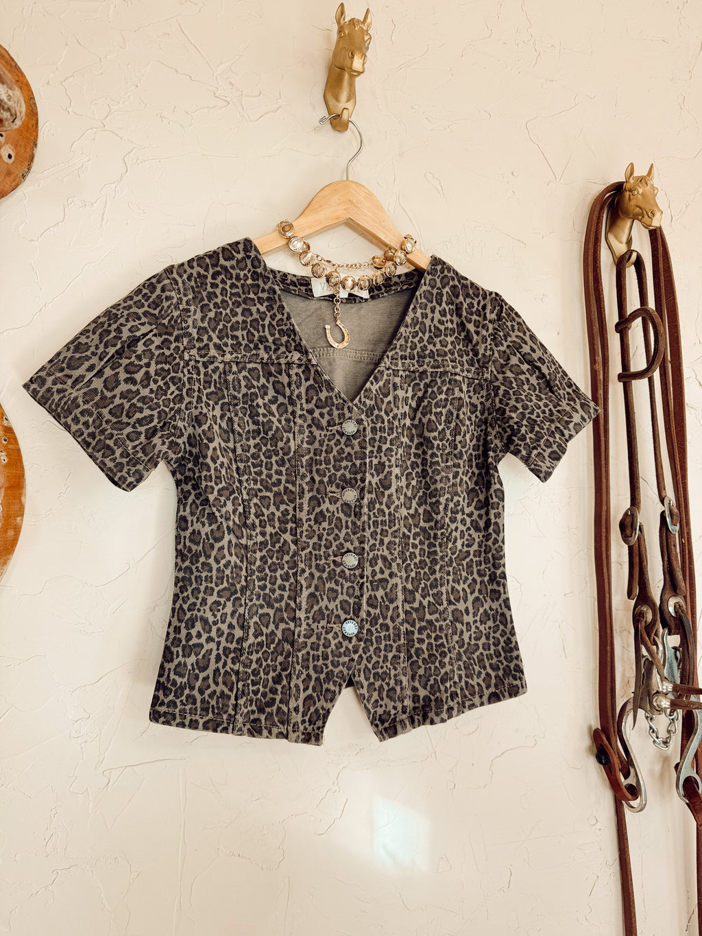 The Logan Leopard Denim Top