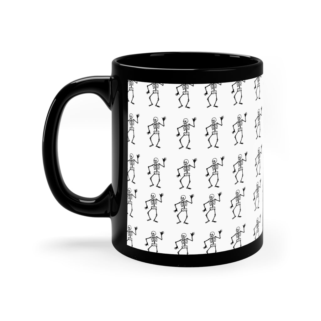 Dancing Skeletons Pattern Black Coffee Mug