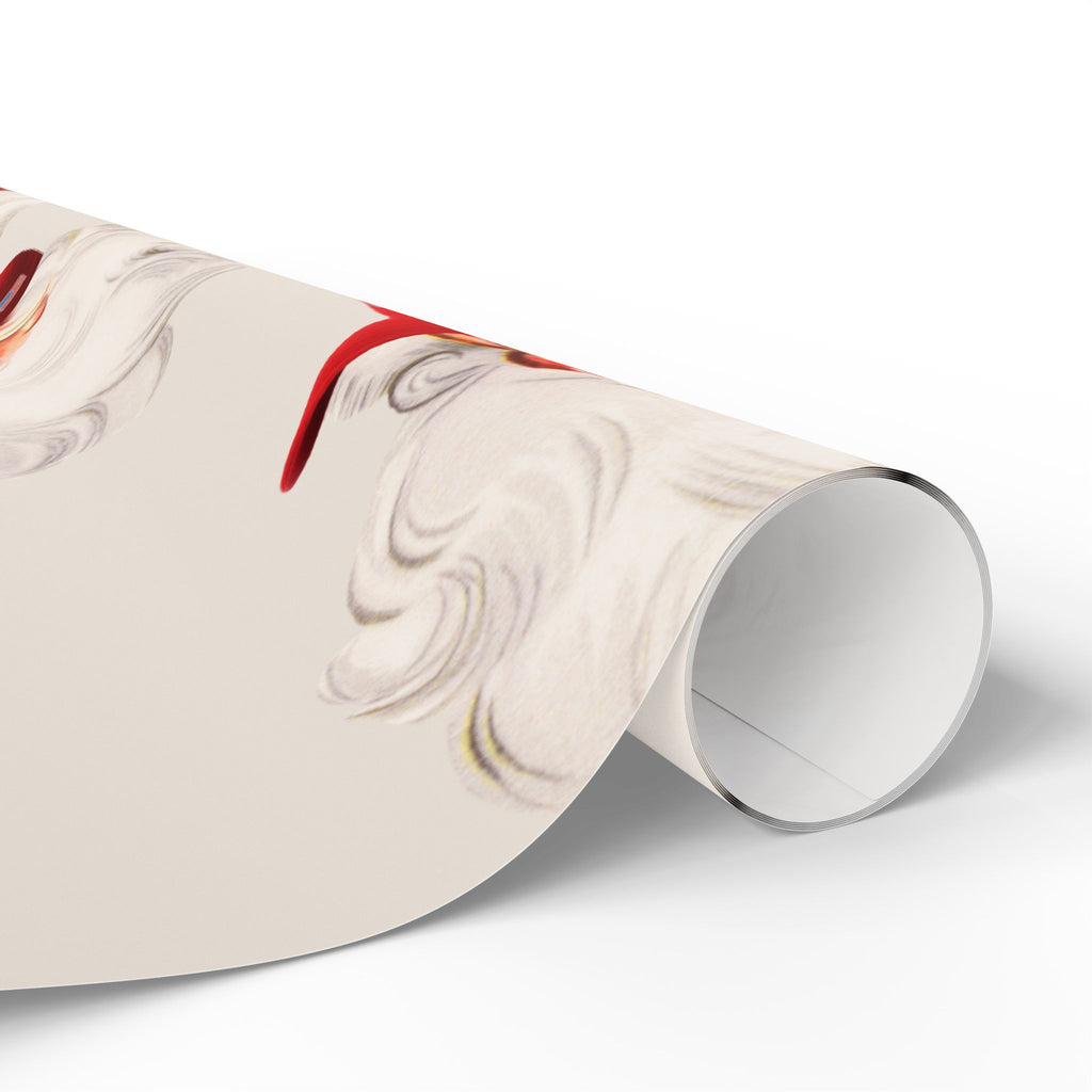 Retro MAGA Trump Santa Wrapping Paper Roll — Cream Background Holiday Gift Wrap with ‘Merry Everything’ Red Hat Design