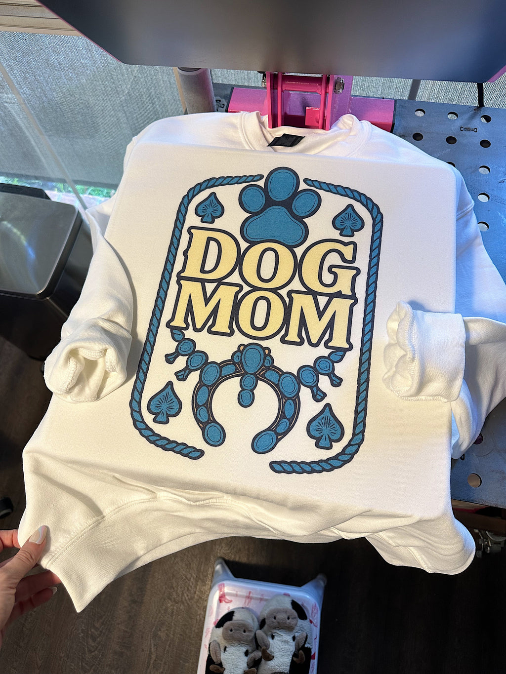Turquoise Dog Mom TEE or CREWNECK