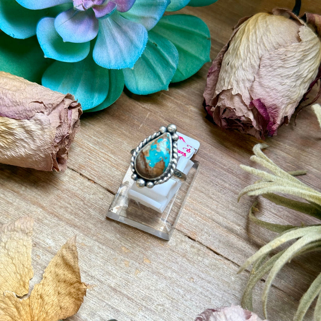135 - Sterling Silver Easter Blue Turquoise Medicine Man Eye Stamped Stacking Ring by Jason Ogg