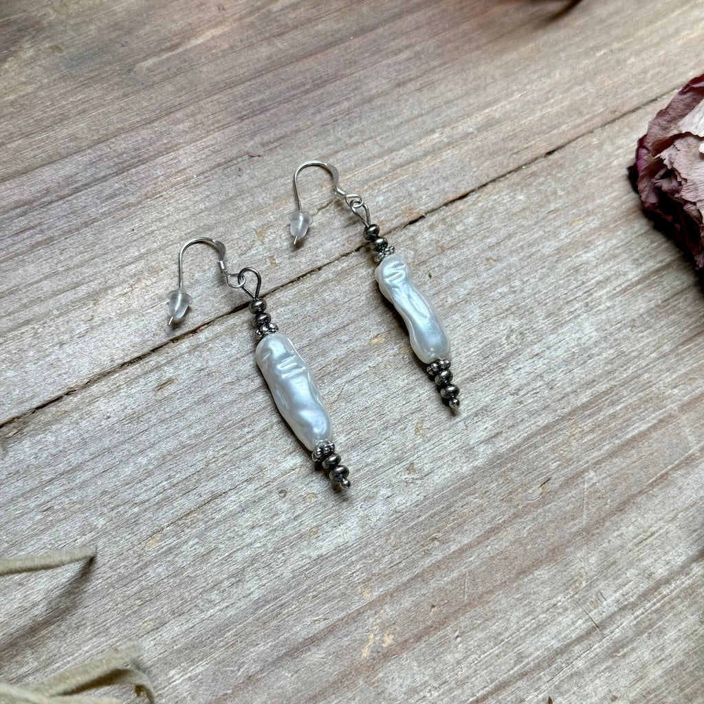 Mother of Pearl & Sterling Silver Dangle Earrings