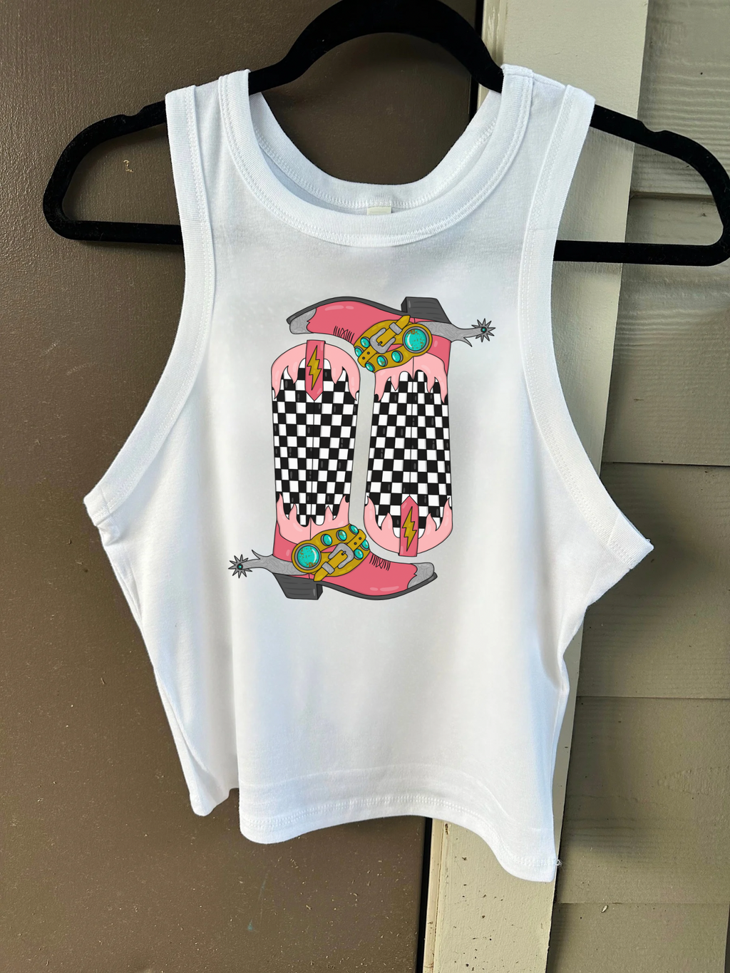 Cowboy Boots Cropped Tank