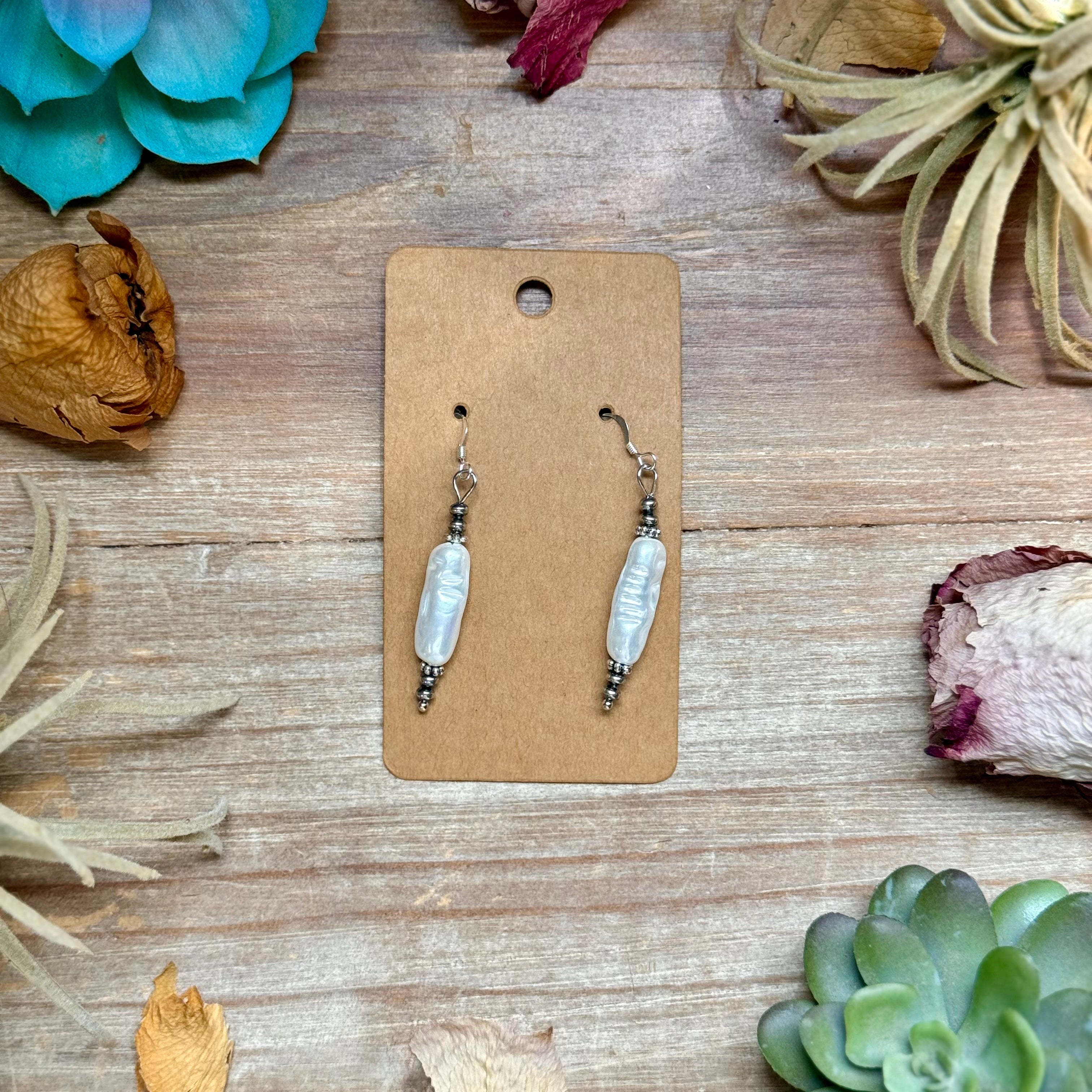 Mother of Pearl & Sterling Silver Dangle Earrings