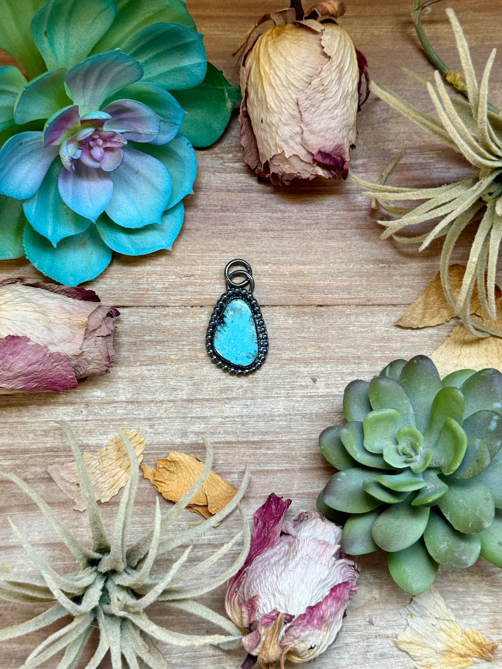 FREE Sterling Silver Necklace + MJ Freeform Bright Blue Turquoise Charm