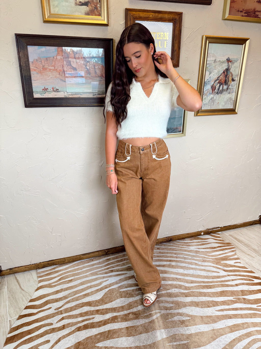 The Abilene Jeans in Tan-BEST SELLER