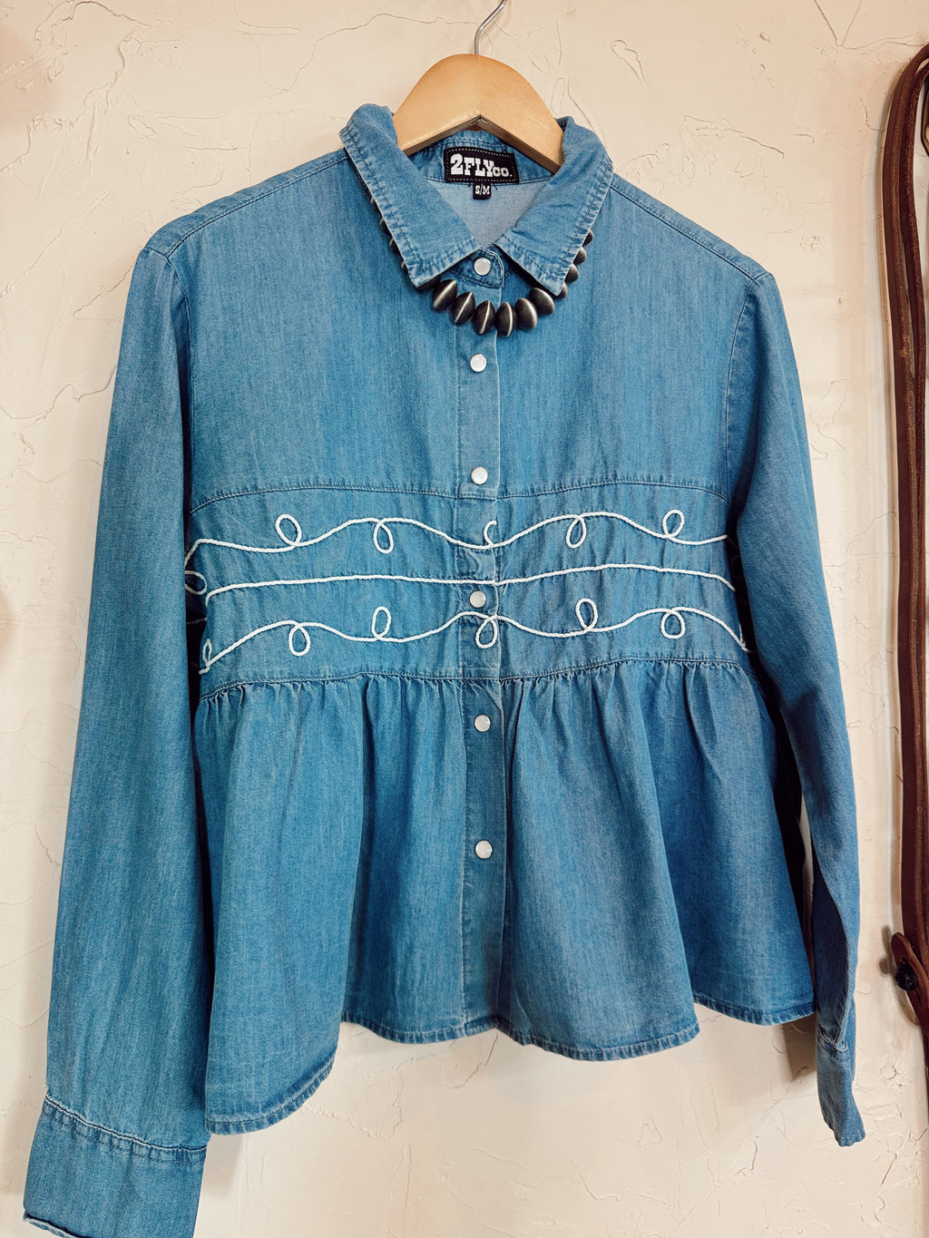 The Loopty Lou Long Sleeve Denim Top-L/XL