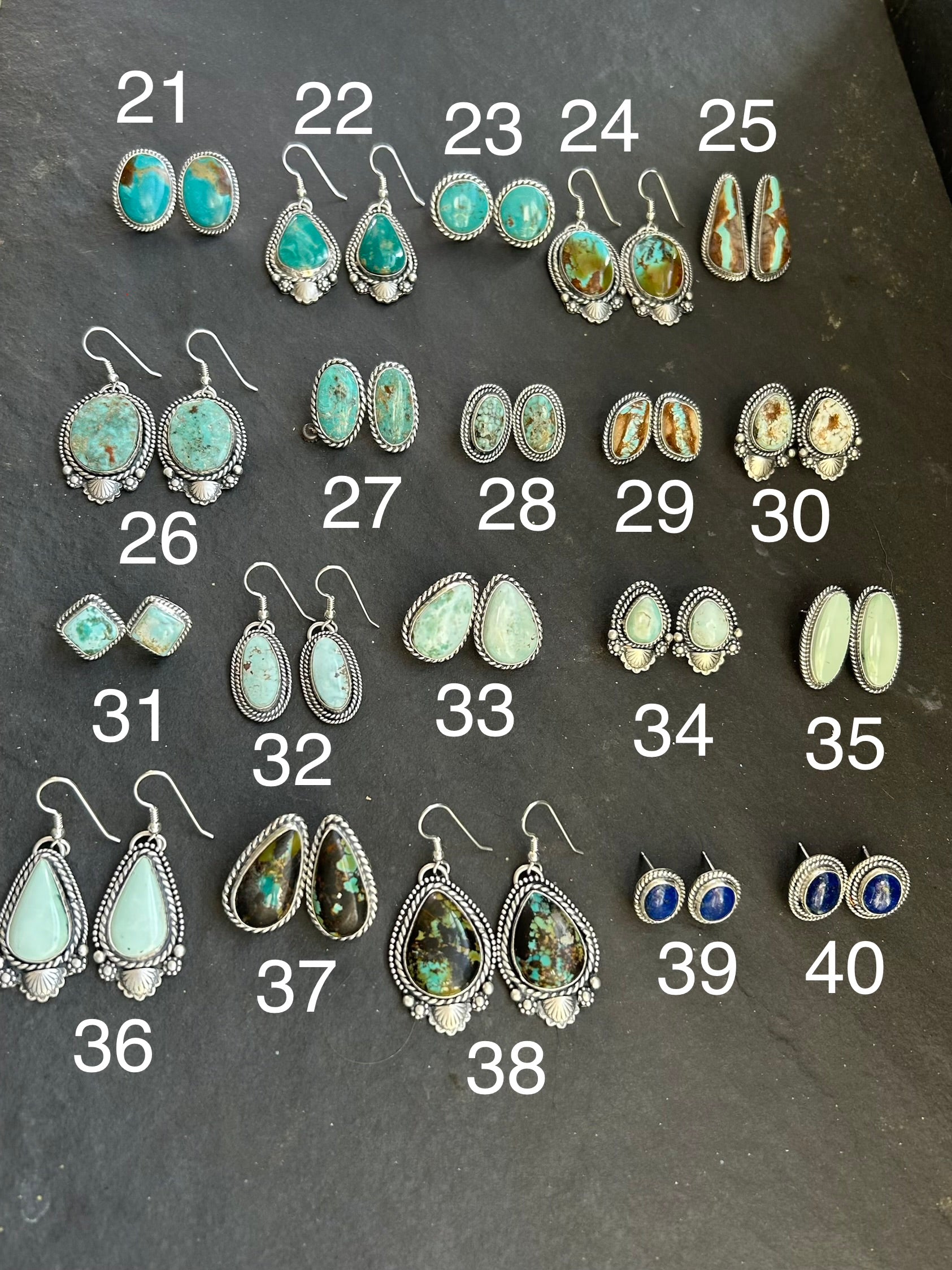 27 - Sterling Silver Cripple Creek Turquoise Stud Earrings by Jason Ogg