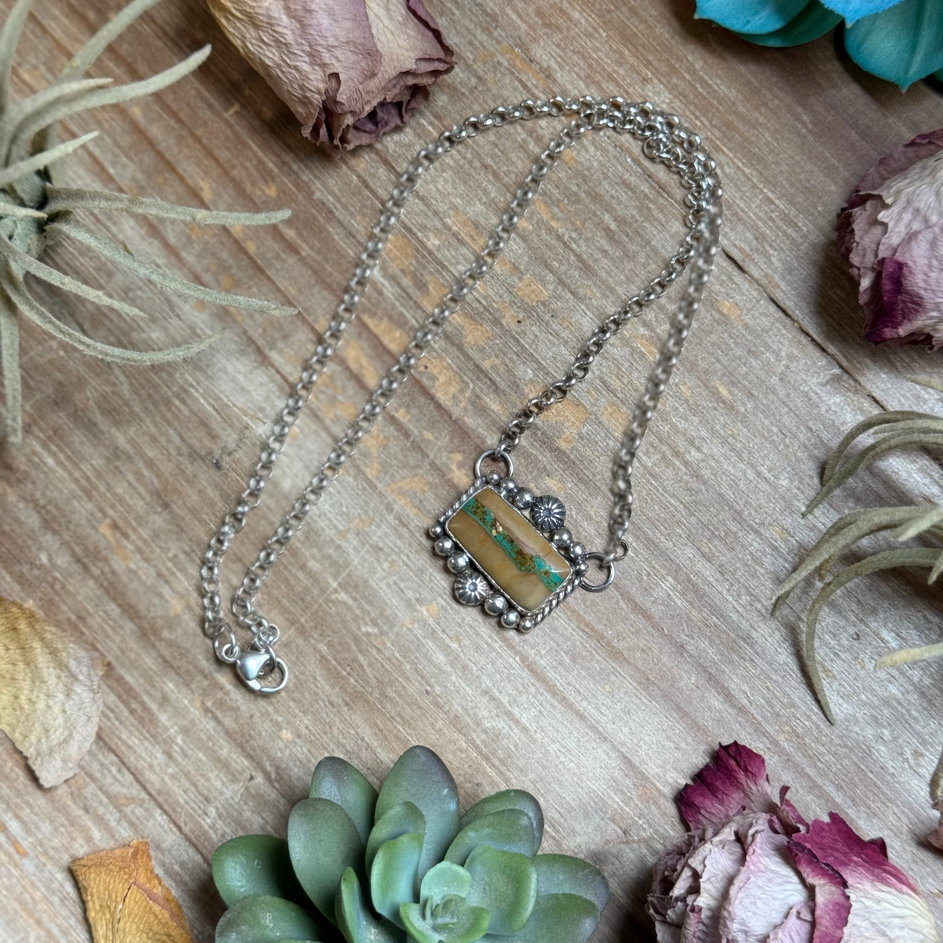 100 Ribbon Royston Turquoise Bar Necklace – Sterling Silver