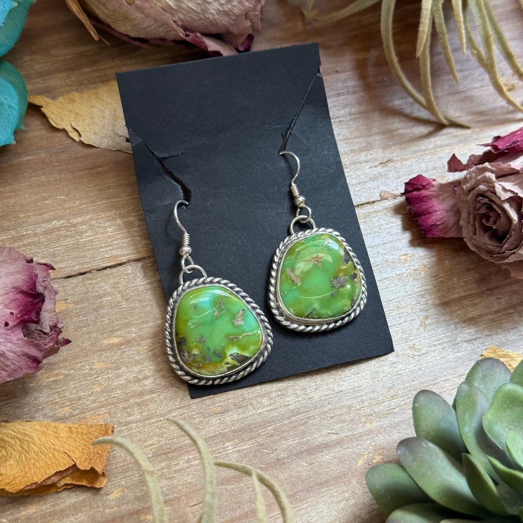 Sterling Silver Sonoran Turquoise Dangle Earrings – Handmade by Artist Jason Ogg