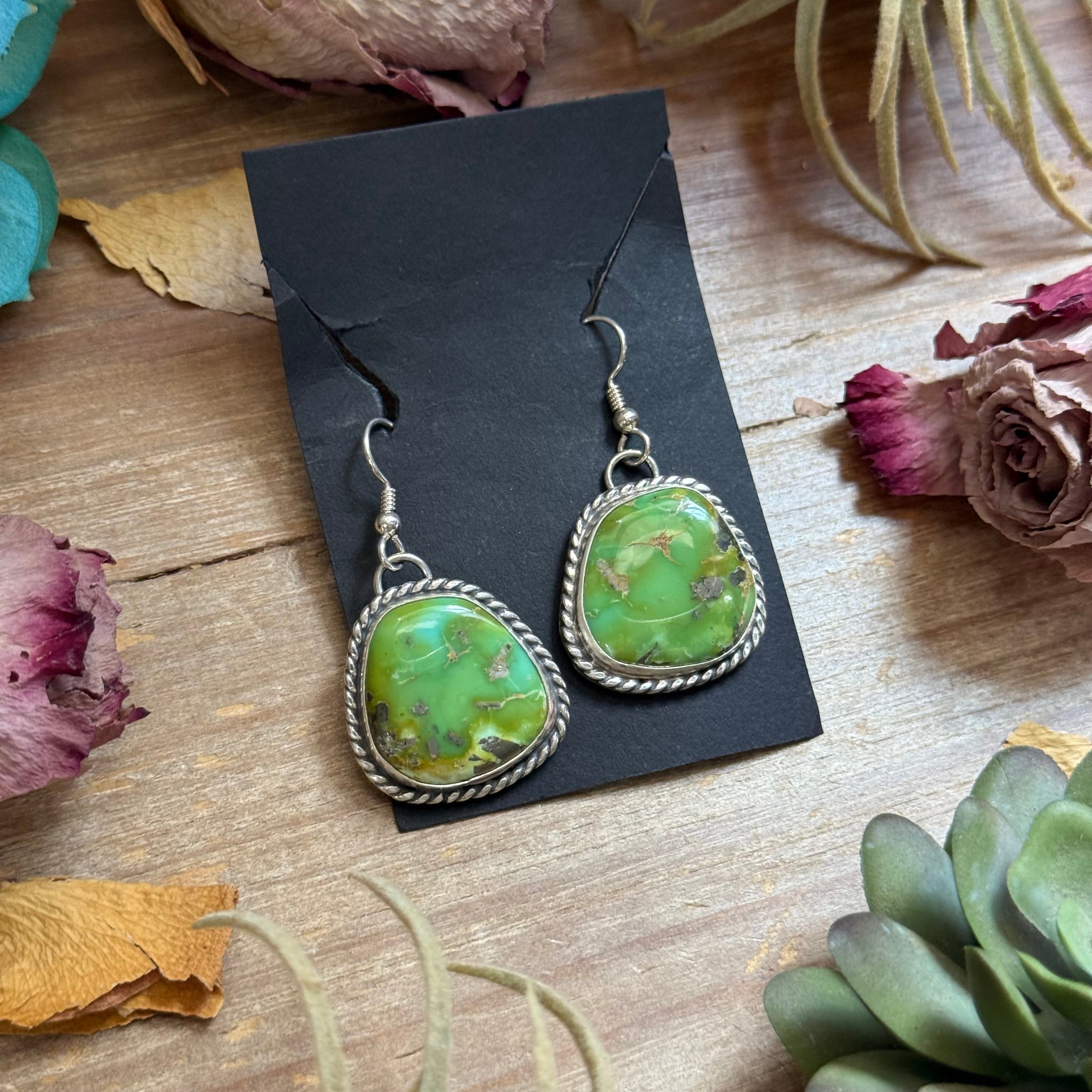 Sterling Silver Sonoran Turquoise Dangle Earrings – Handmade by Artist Jason Ogg