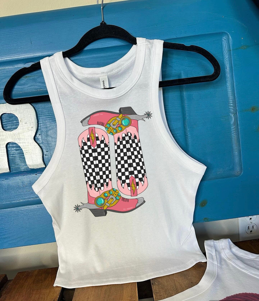 Cowboy Boots Cropped Tank