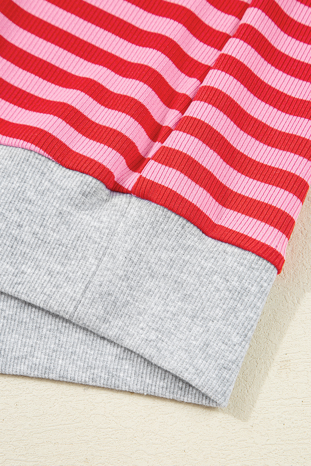 Red Stripe Drop Shoulder Baggy Pullover and Shorts Casual Set