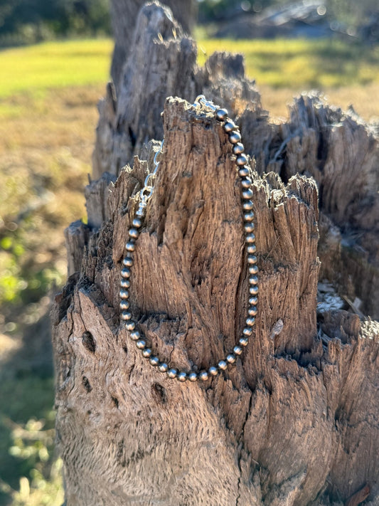 4MM Authentic Silver Pearl Bracelet