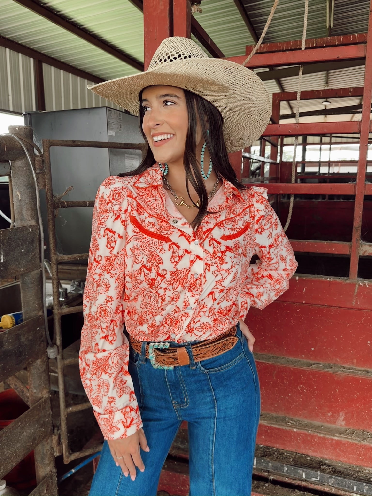 The Red Floral Horse Performance Top-BEST SELLER