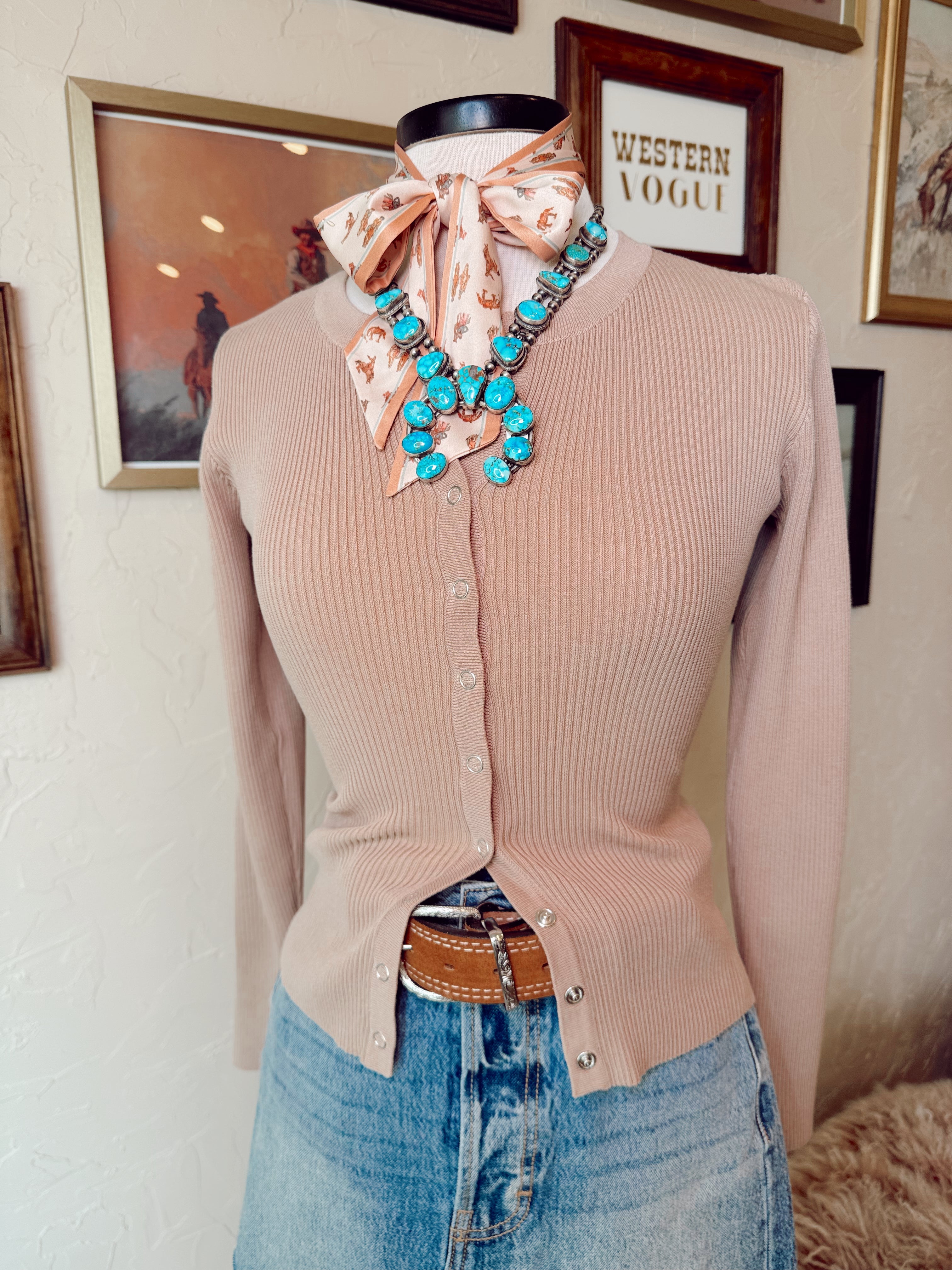 The Chelsea Cardigan in Khaki-LARGE