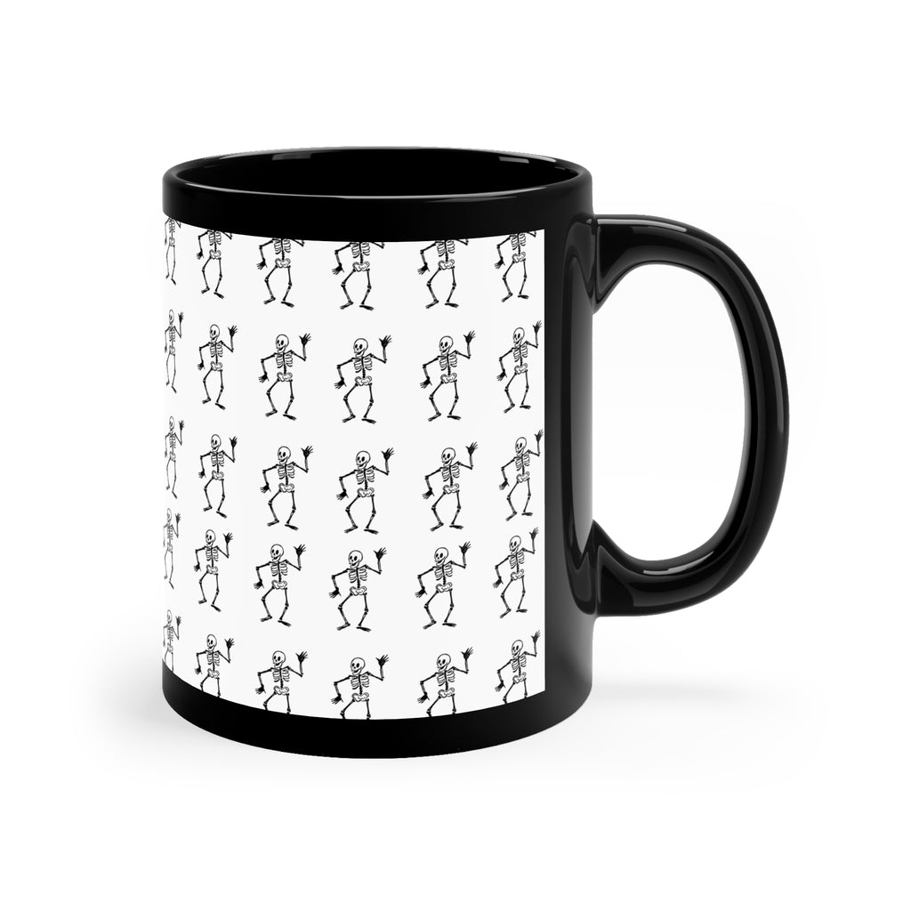 Dancing Skeletons Pattern Black Coffee Mug
