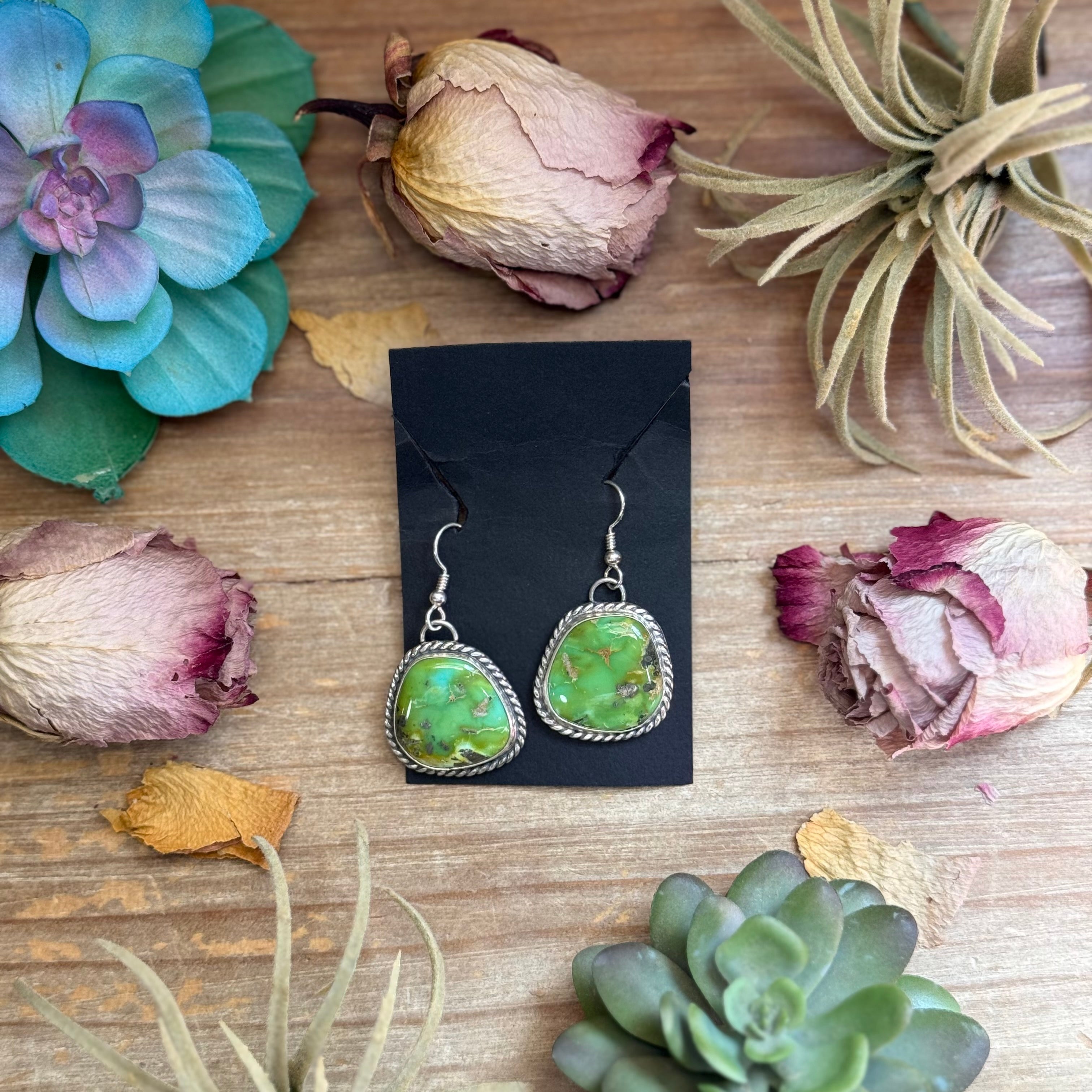Sterling Silver Sonoran Turquoise Dangle Earrings – Handmade by Artist Jason Ogg