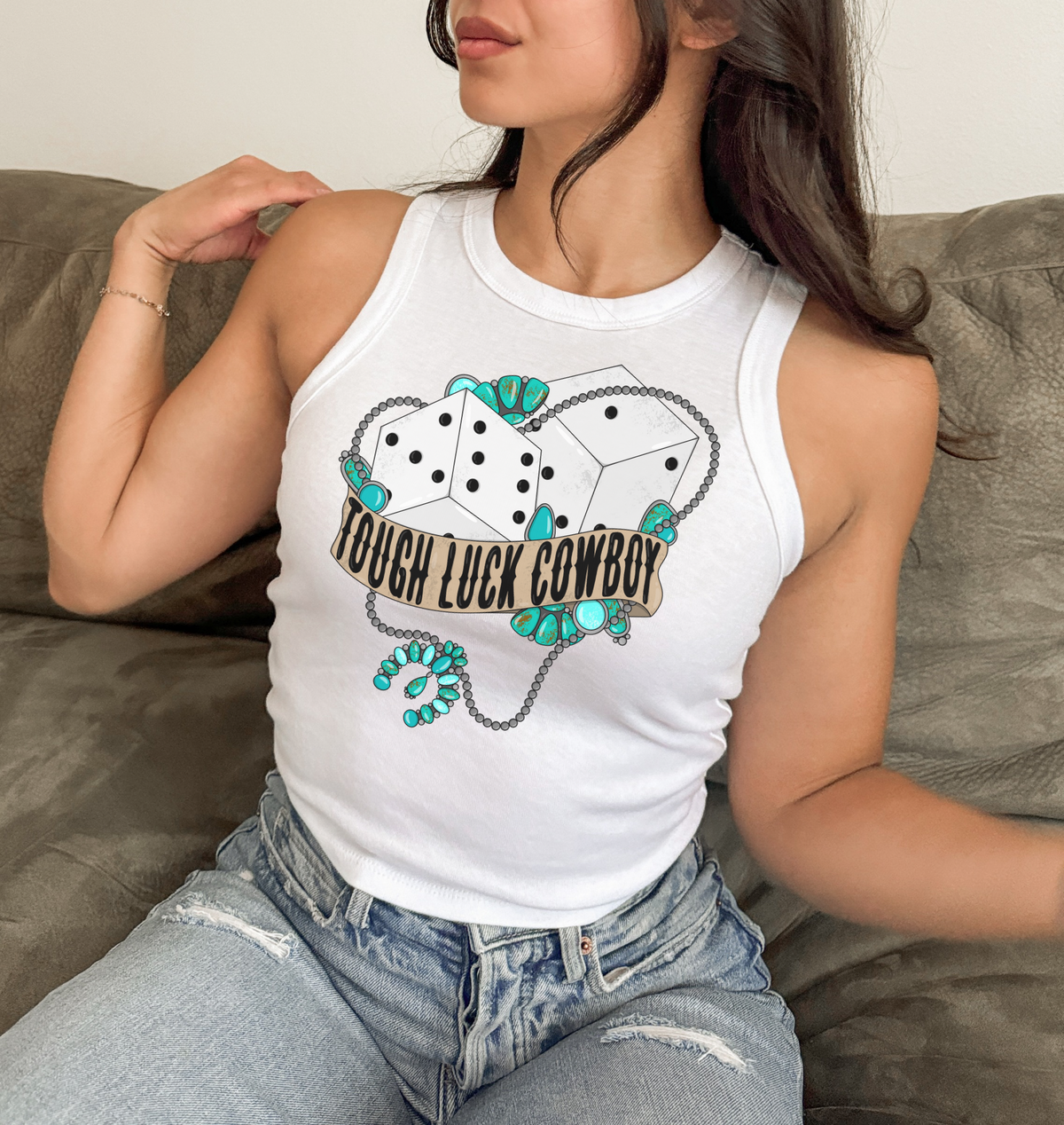 Tough Luck Cowboy Cropped Tank