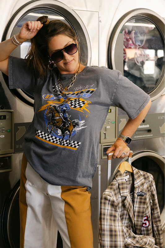The Retro Rodeo Tee In Grey