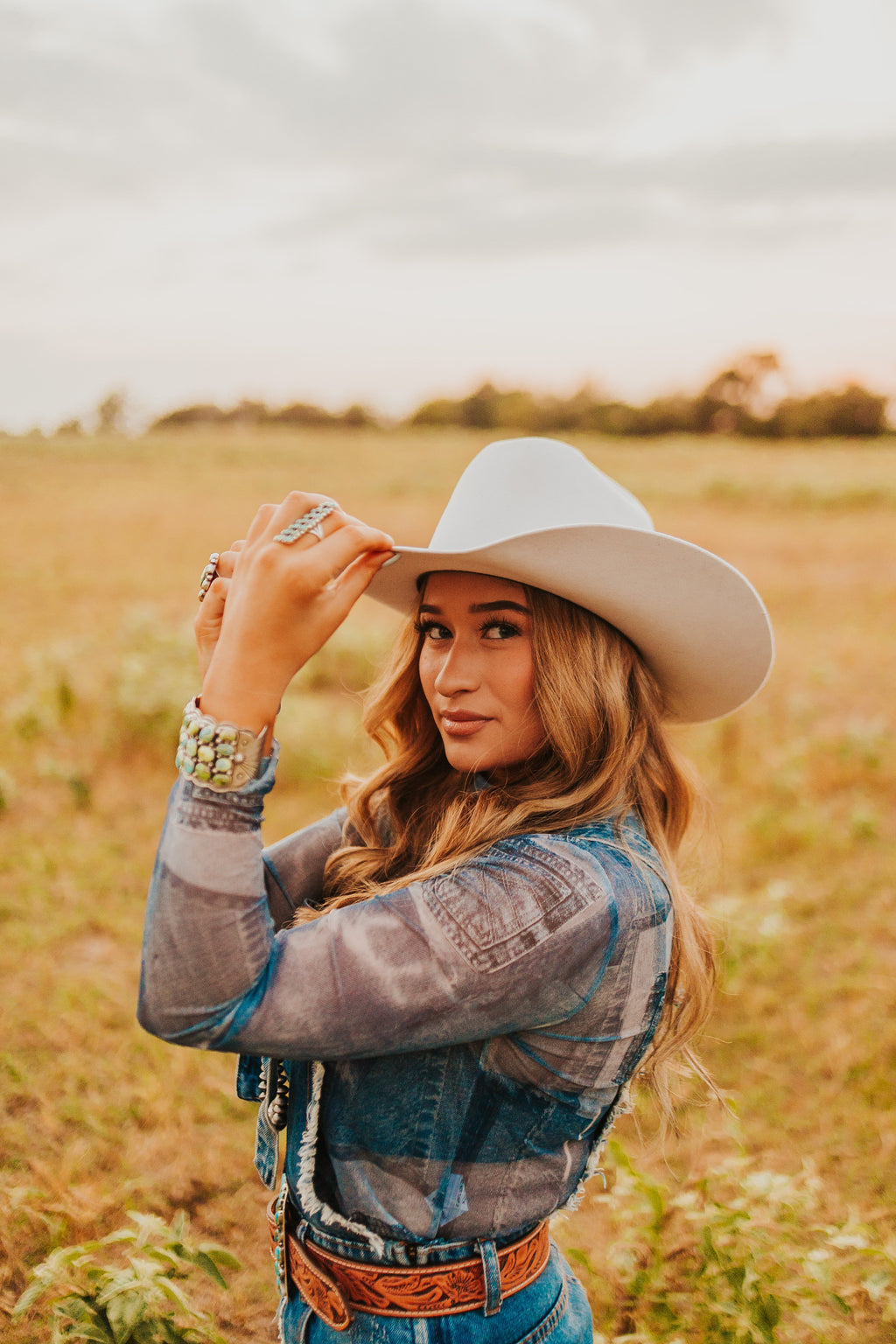 The Denim Mesh Top