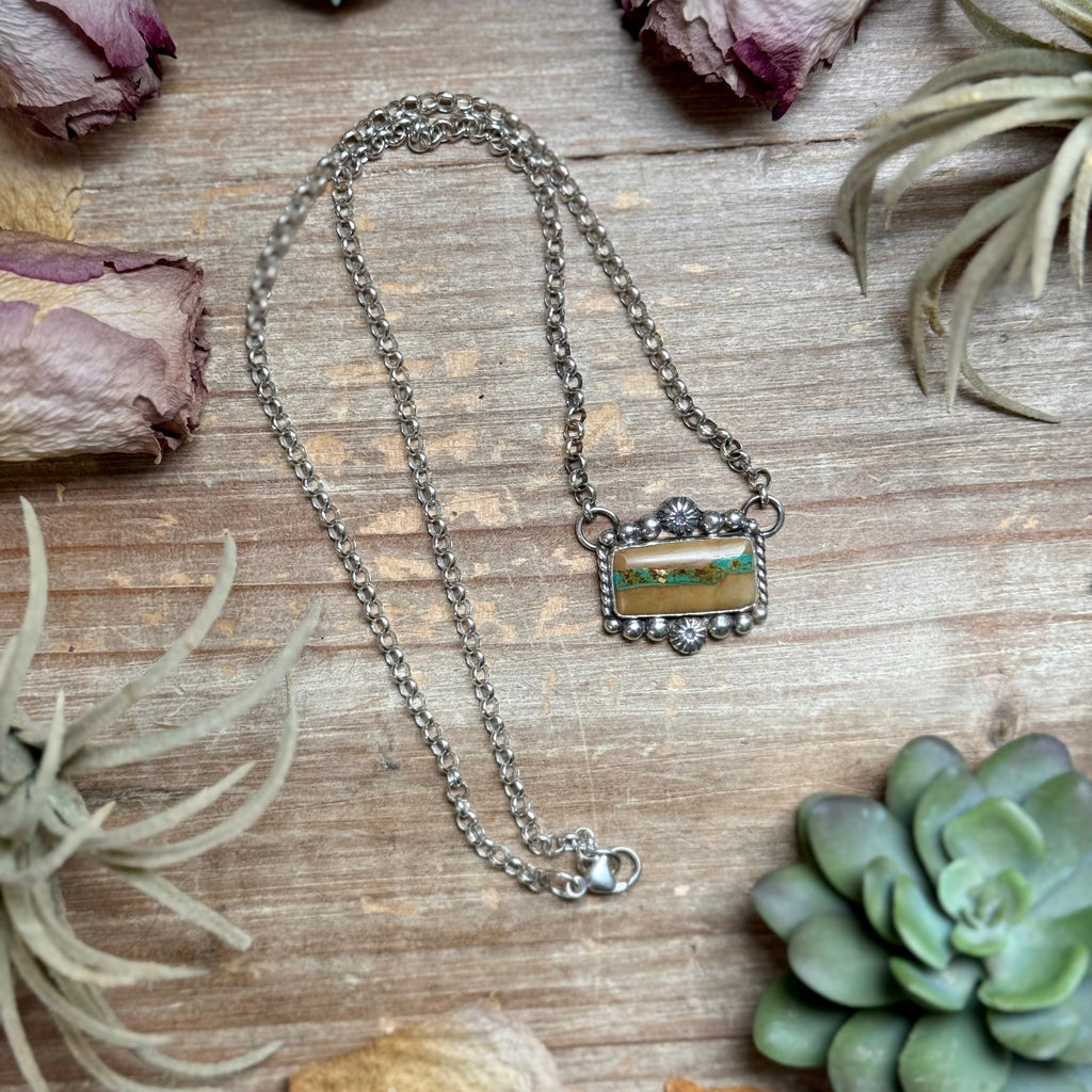 100 Ribbon Royston Turquoise Bar Necklace – Sterling Silver