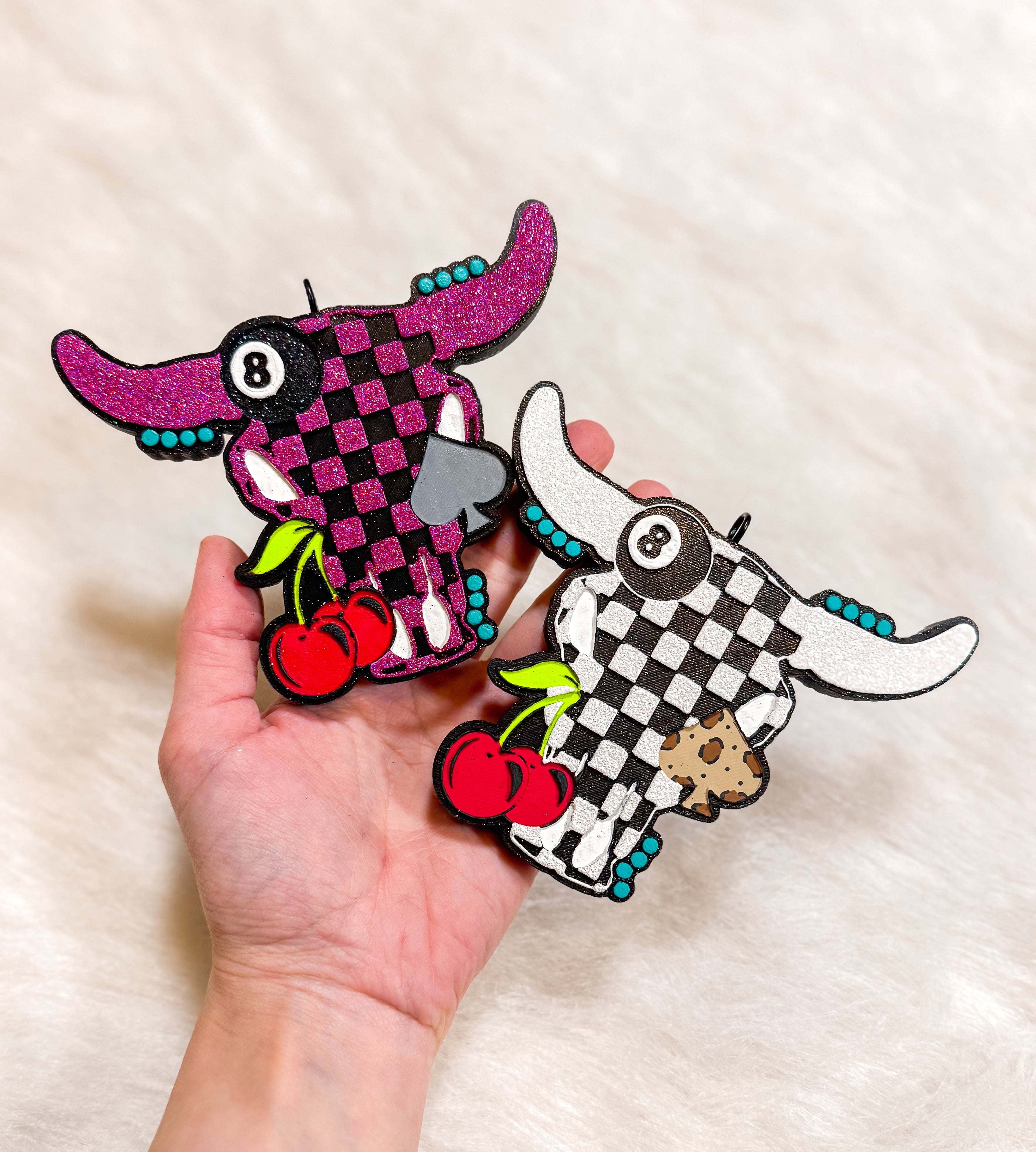 Checkered Bull Skull Freshie