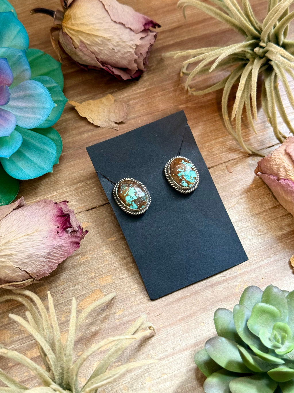 Sterling Silver Rising Phoenix Turquoise Stud Earrings – Handmade by Artist Jason Ogg