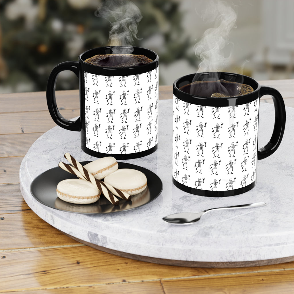 Dancing Skeletons Pattern Black Coffee Mug