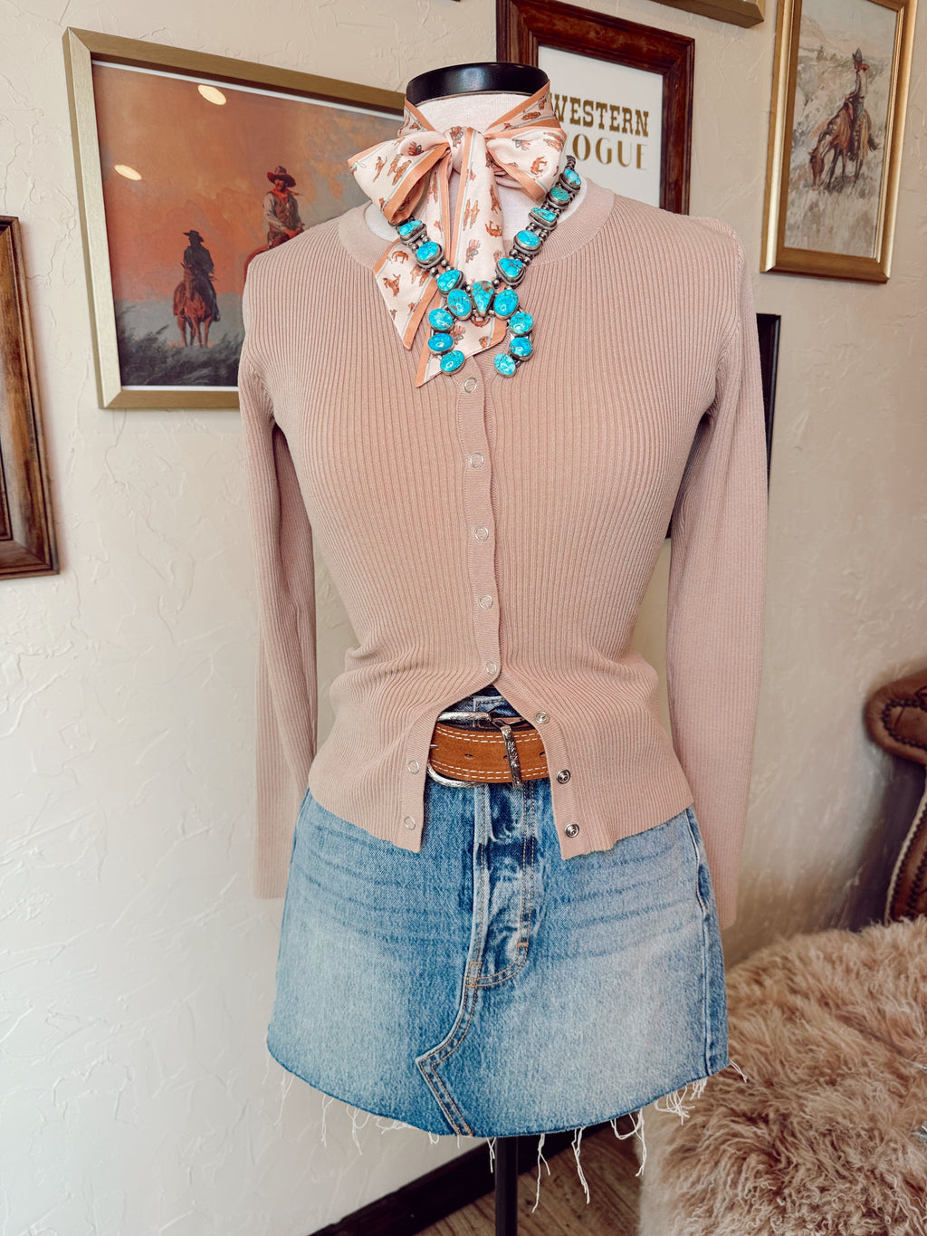 The Chelsea Cardigan in Khaki-LARGE