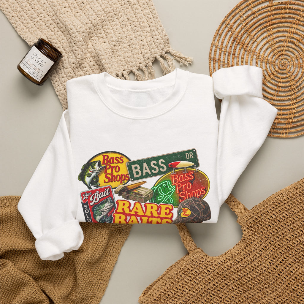 Rare Baths Bass Fishing Retro Graphic Sweatshirt