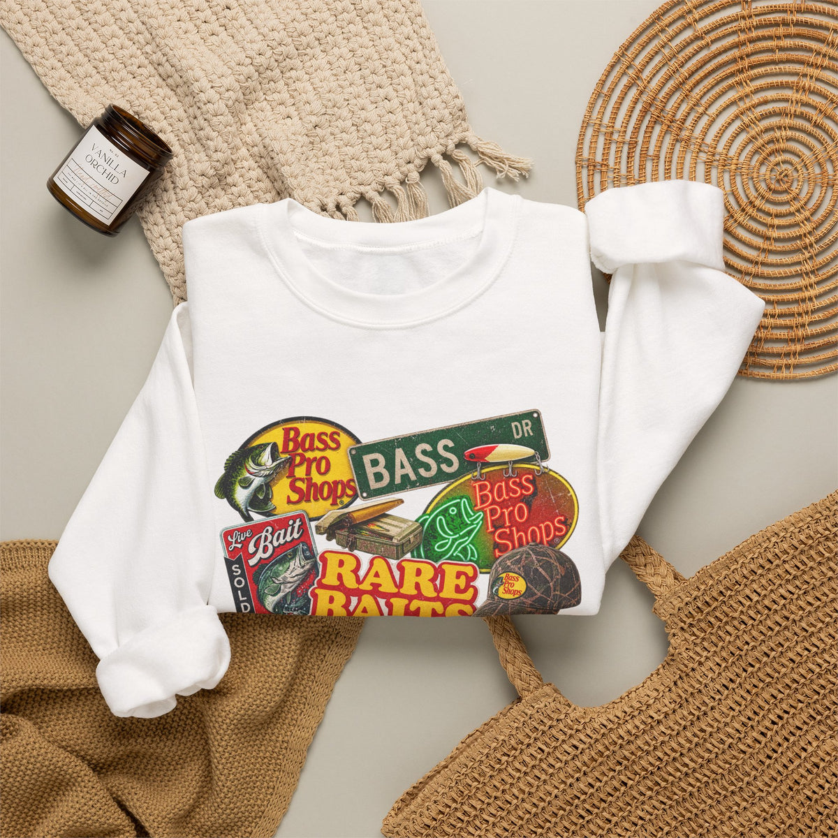 Rare Baths Bass Fishing Retro Graphic Sweatshirt