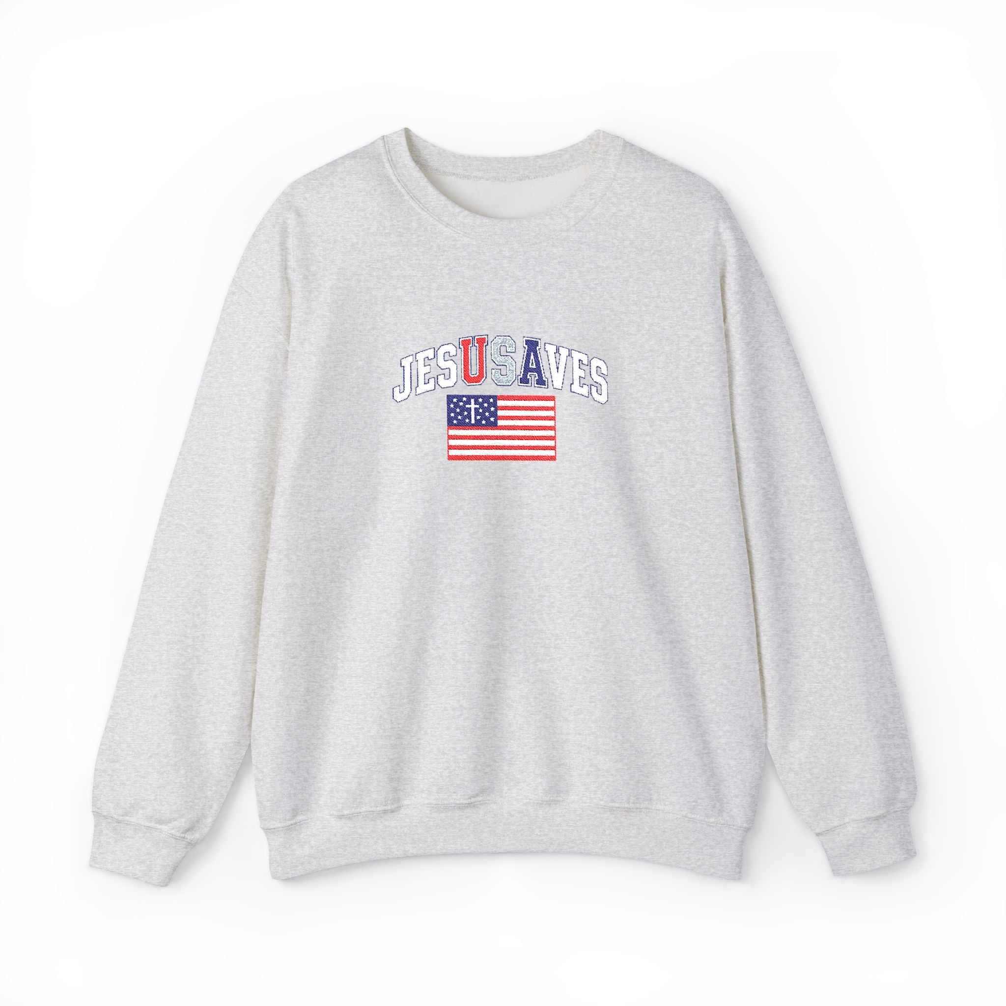 Crewneck Sweatshirt - 'USA Waves' Distressed American Flag Design