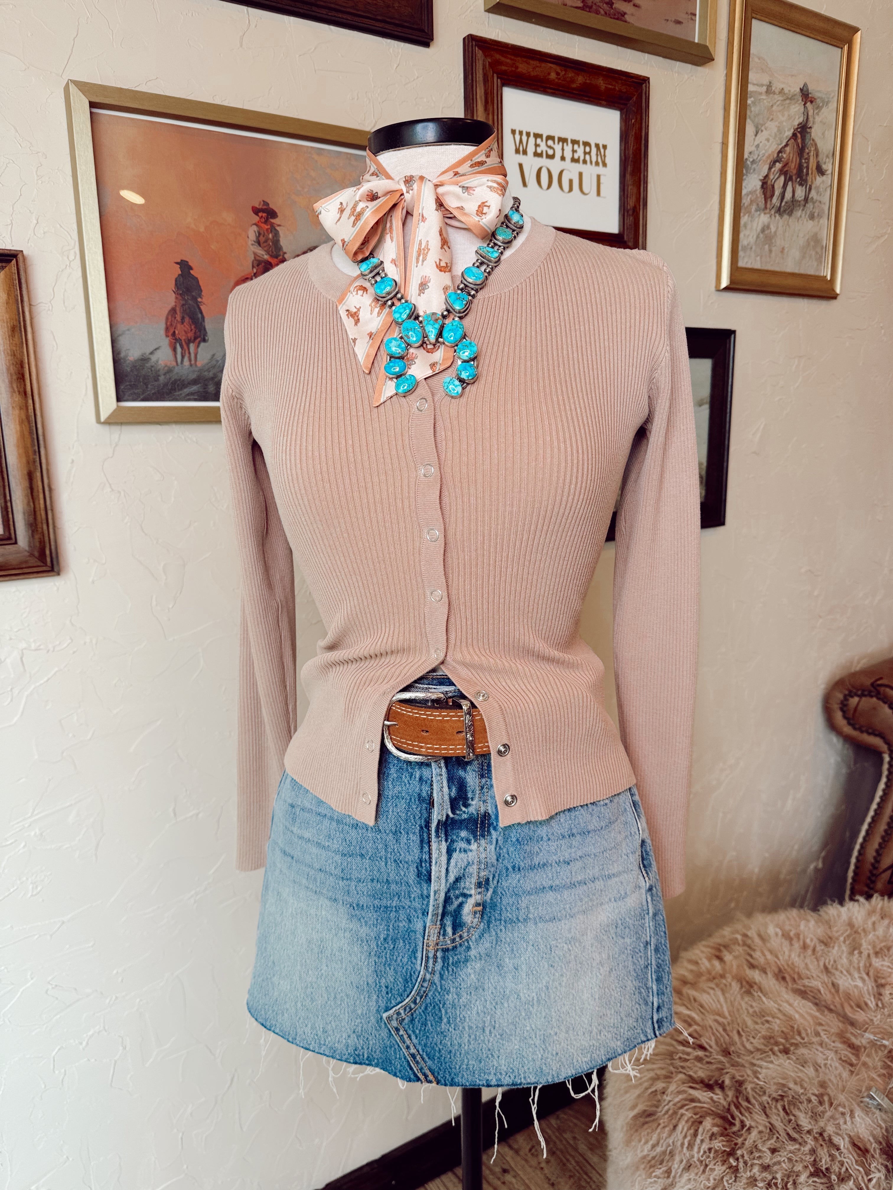 The Chelsea Cardigan in Khaki-LARGE