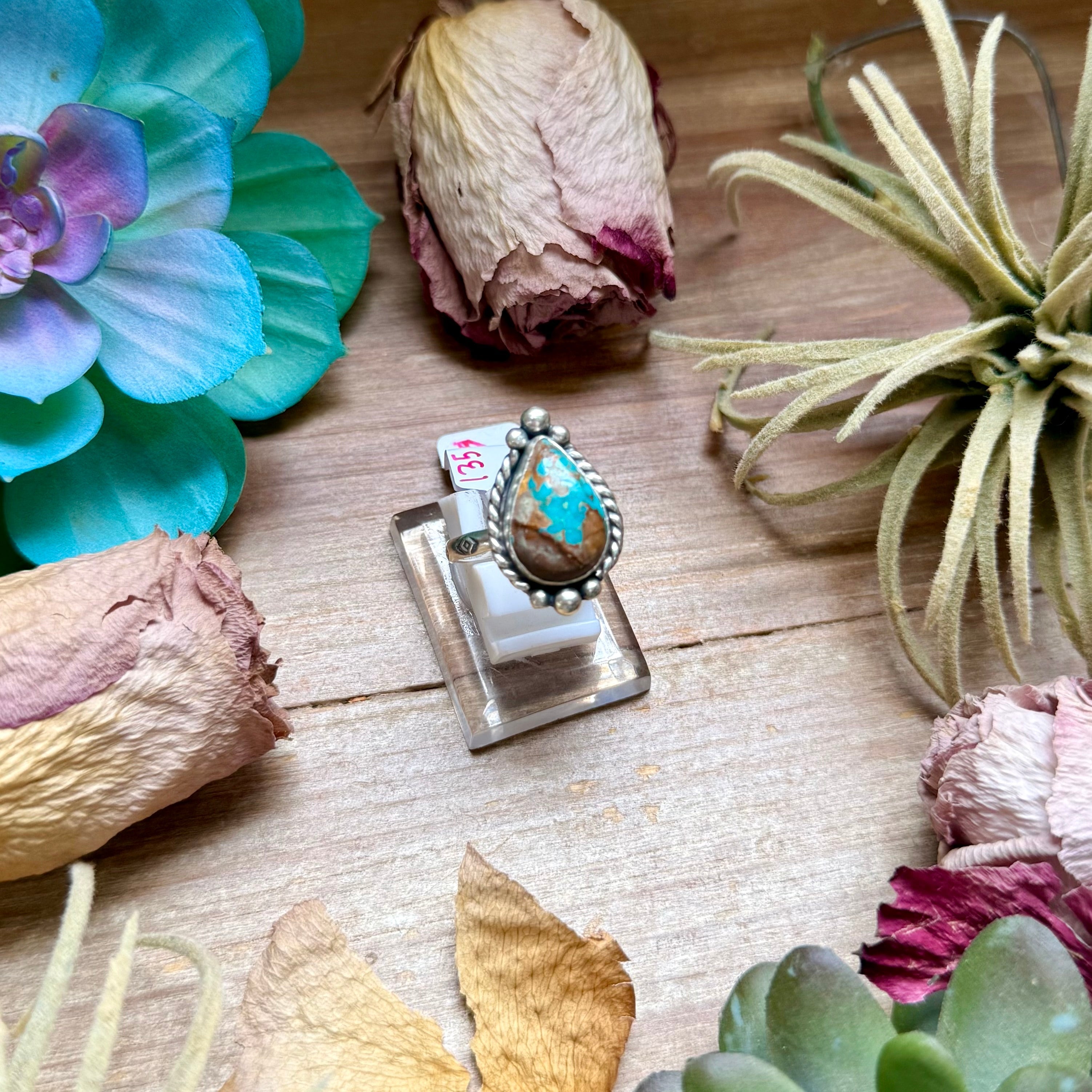135 - Sterling Silver Easter Blue Turquoise Medicine Man Eye Stamped Stacking Ring by Jason Ogg