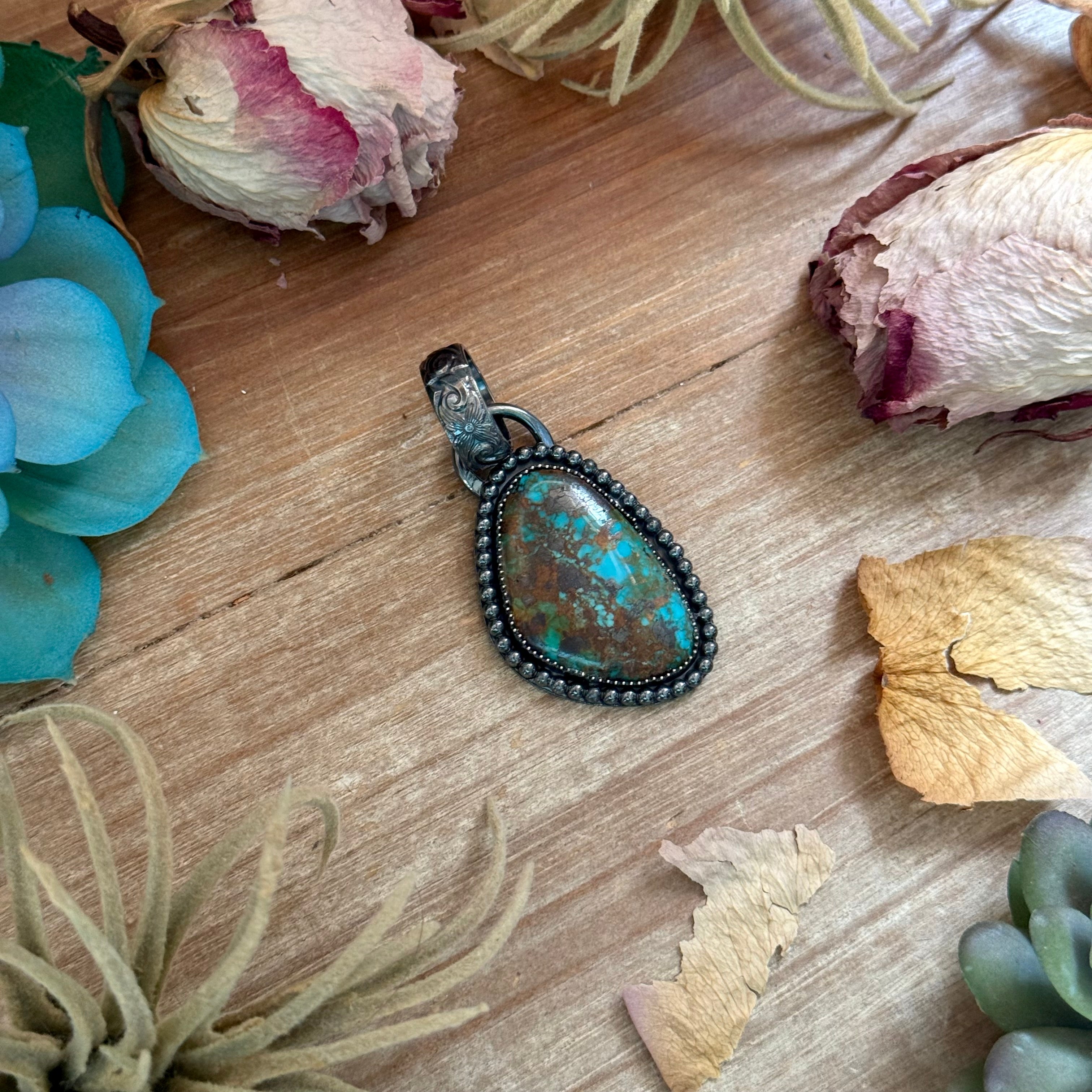 MJ Freeform Turquoise Pendant – Sterling Silver
