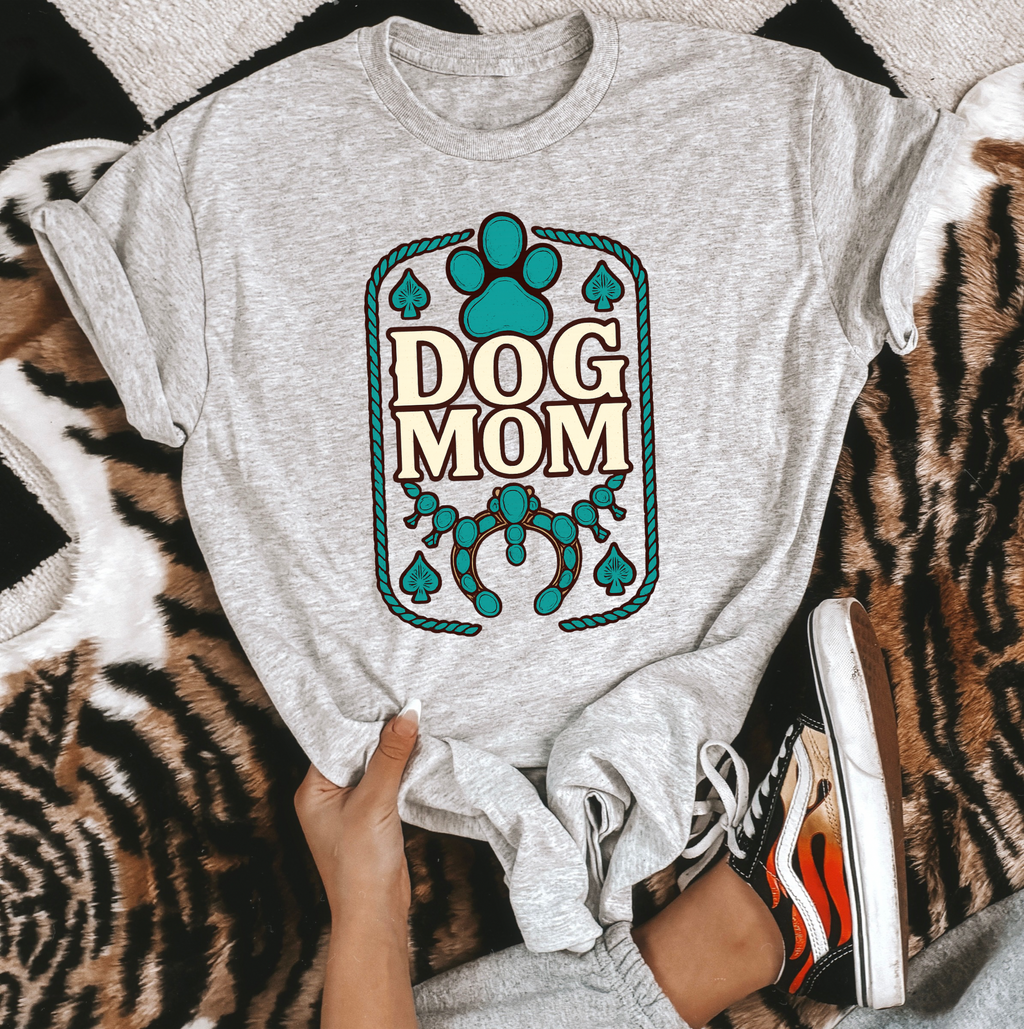 Turquoise Dog Mom TEE or CREWNECK