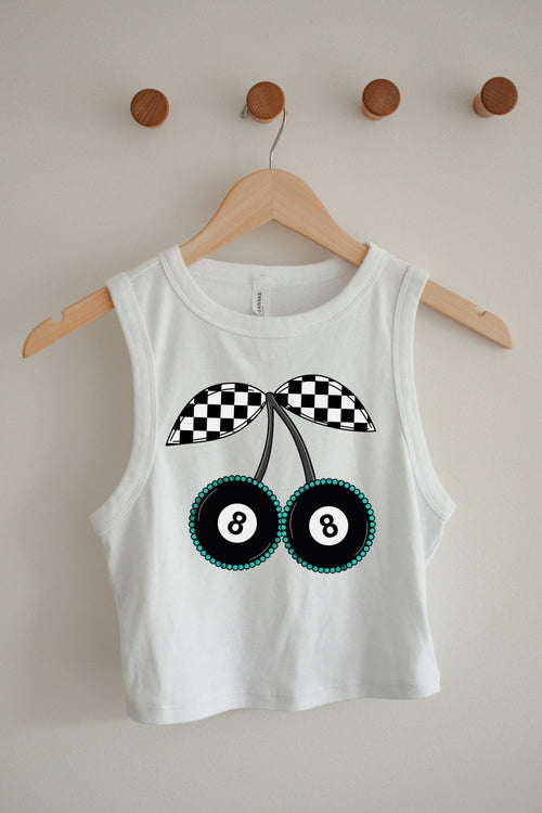 8 Ball Cherries Cropped Tank
