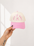 Pink God is Good Embroidered Bow Color Block Baseball Hat