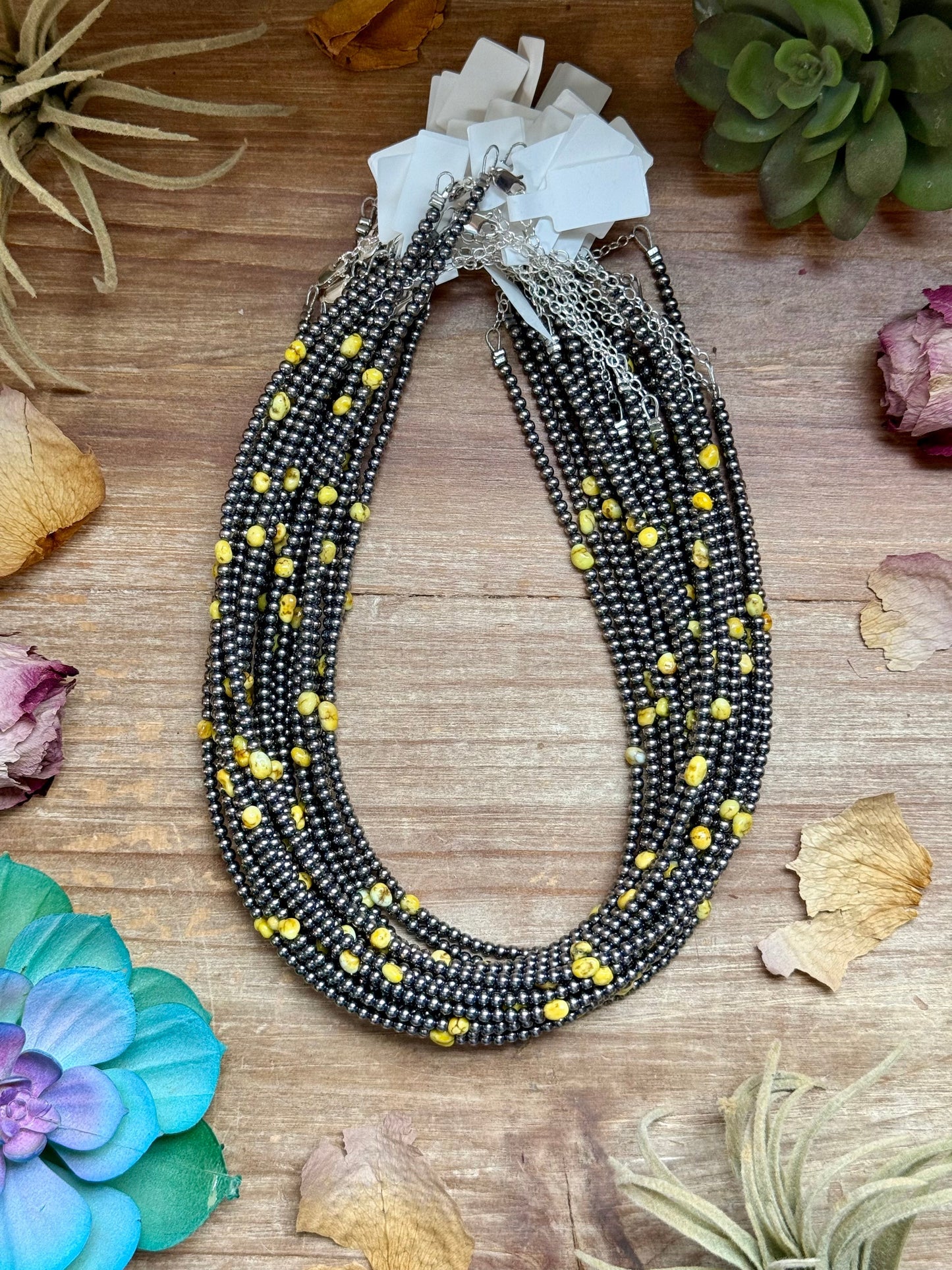 15” Palomino Turquoise Necklace – Sterling Silver Pearls