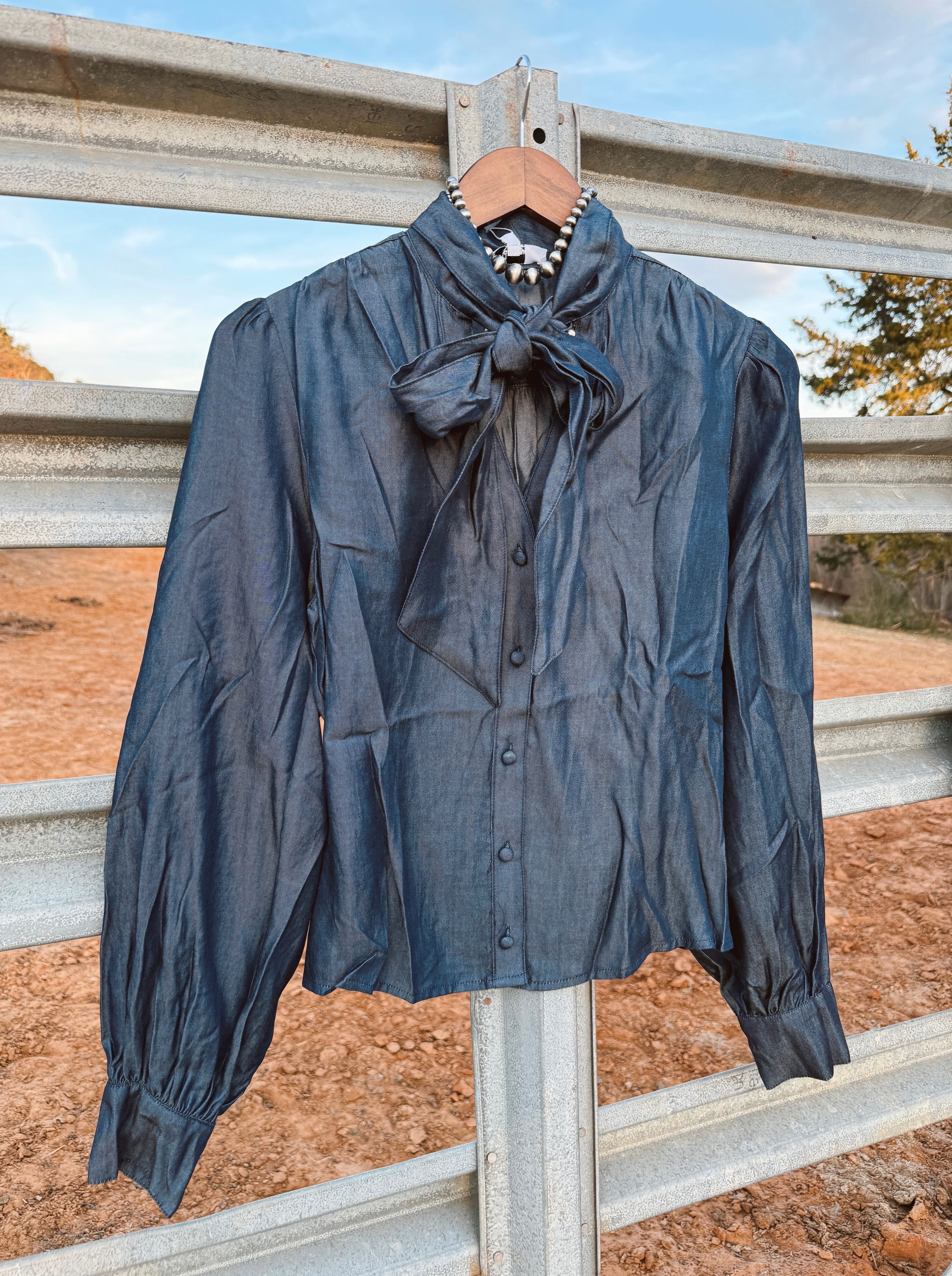 The Denim Tie Top