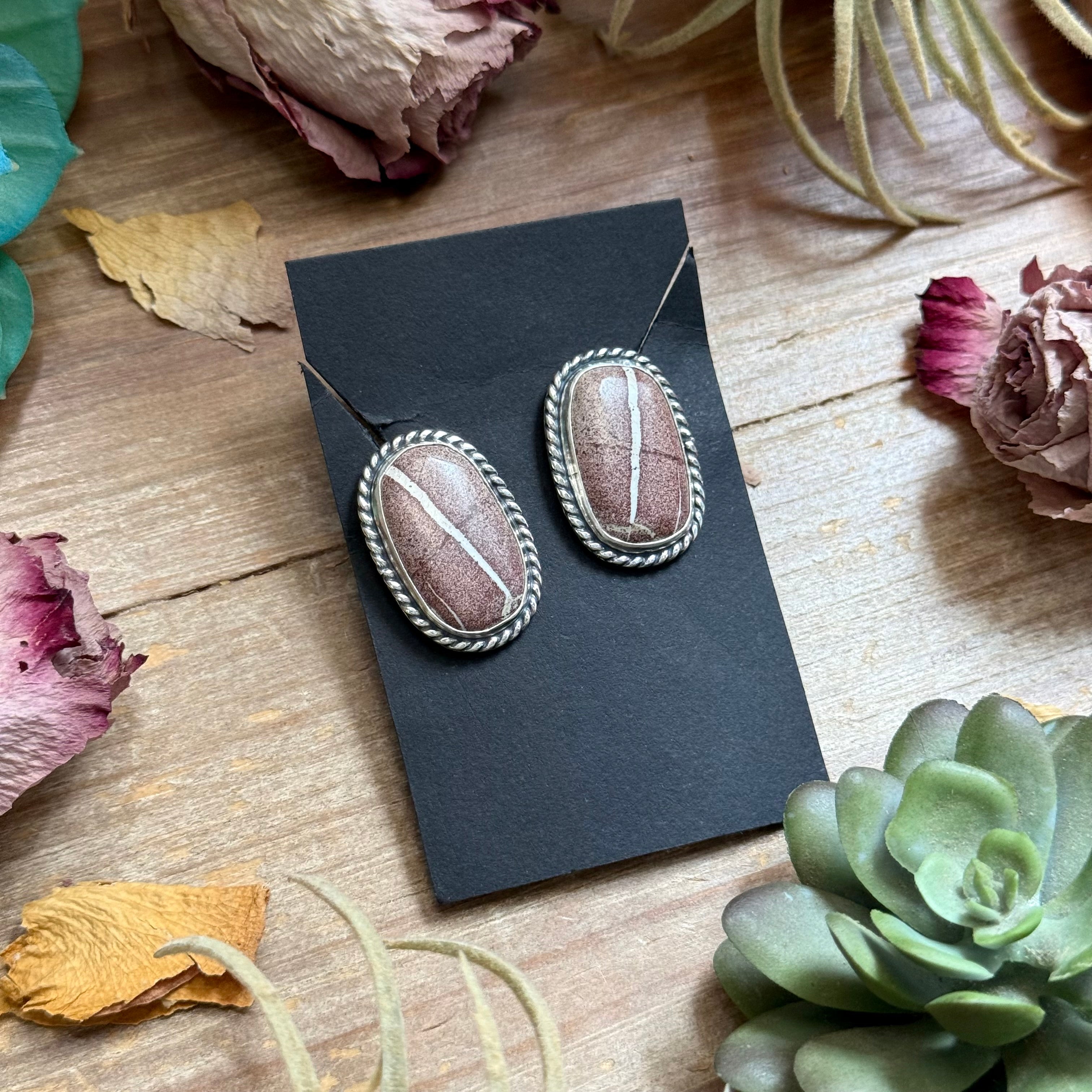 54 - Sterling Silver Red Buffalo Stud Earrings by Jason Ogg