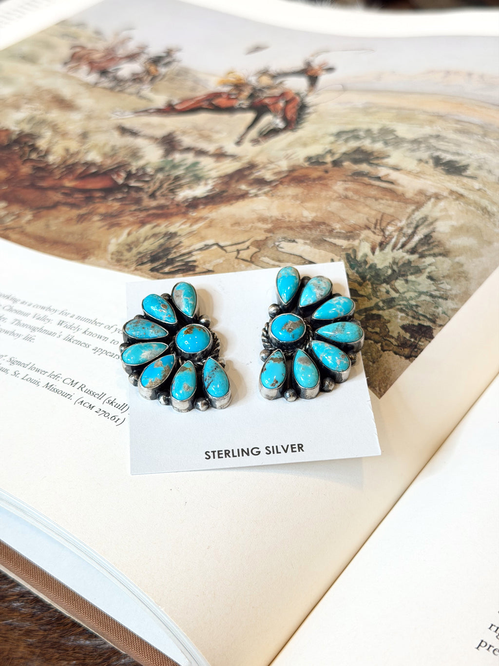 The Half Moon Turquoise Cluster Earrings
