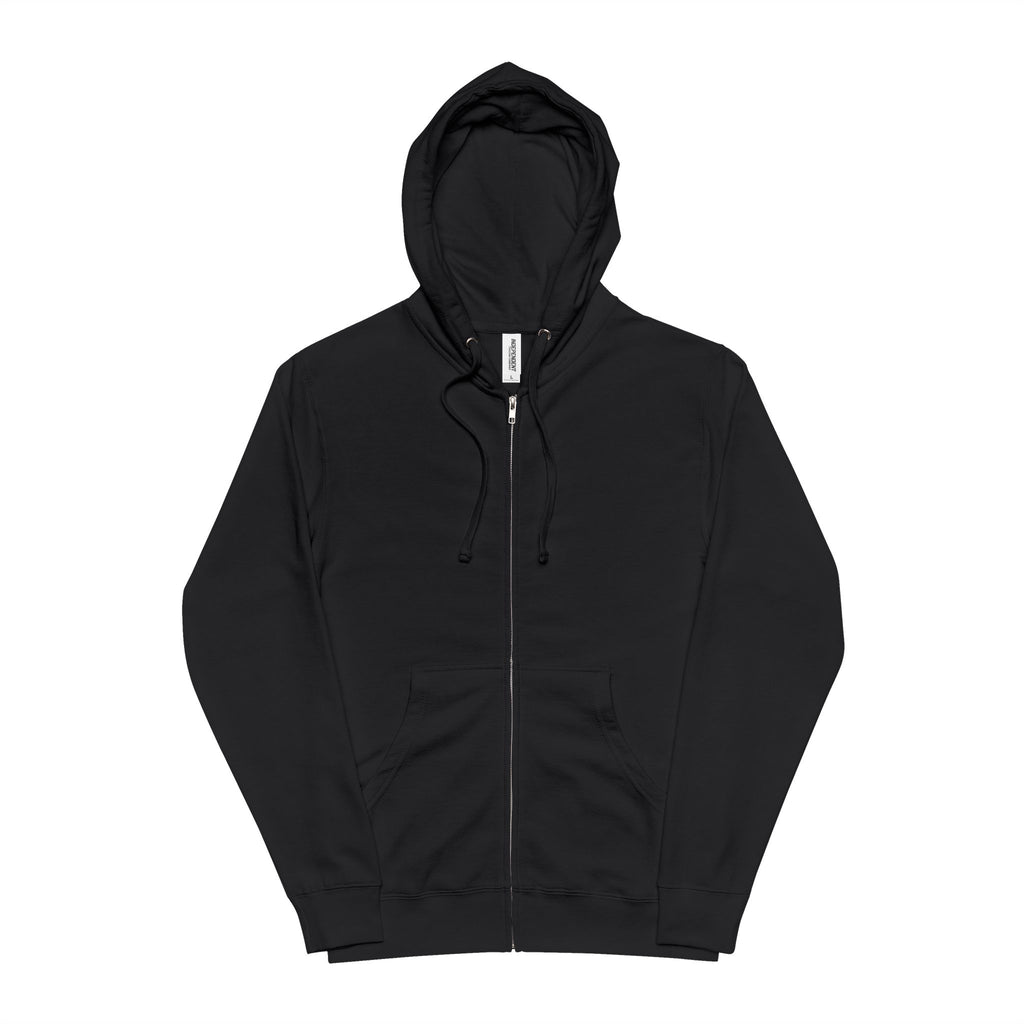 Trad Wife Zip-Up Hoodie — Retro Script "Trad Wife" Back Graphic